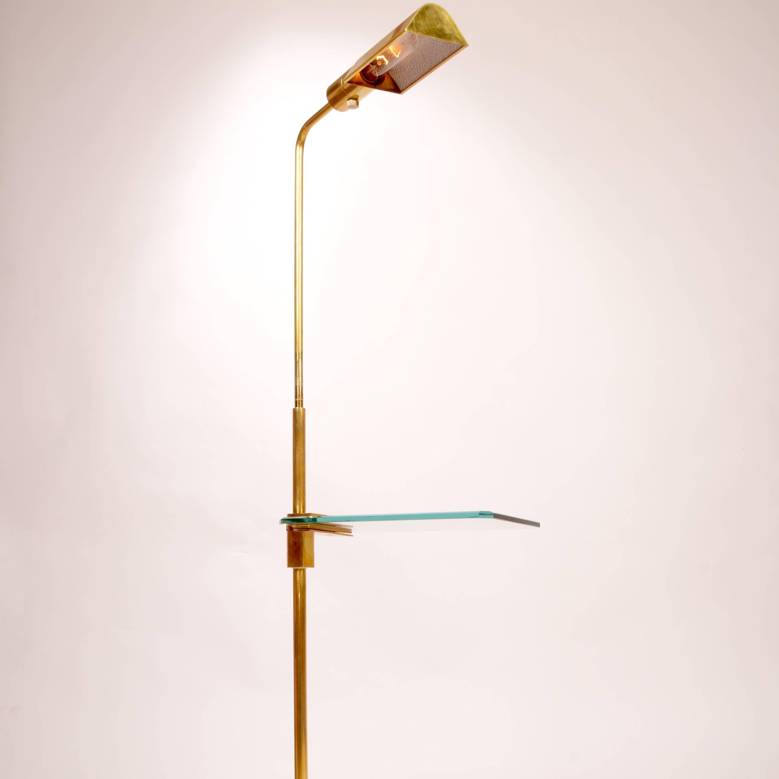 American Brass and Cut Glass Floor Lamp by Casella 