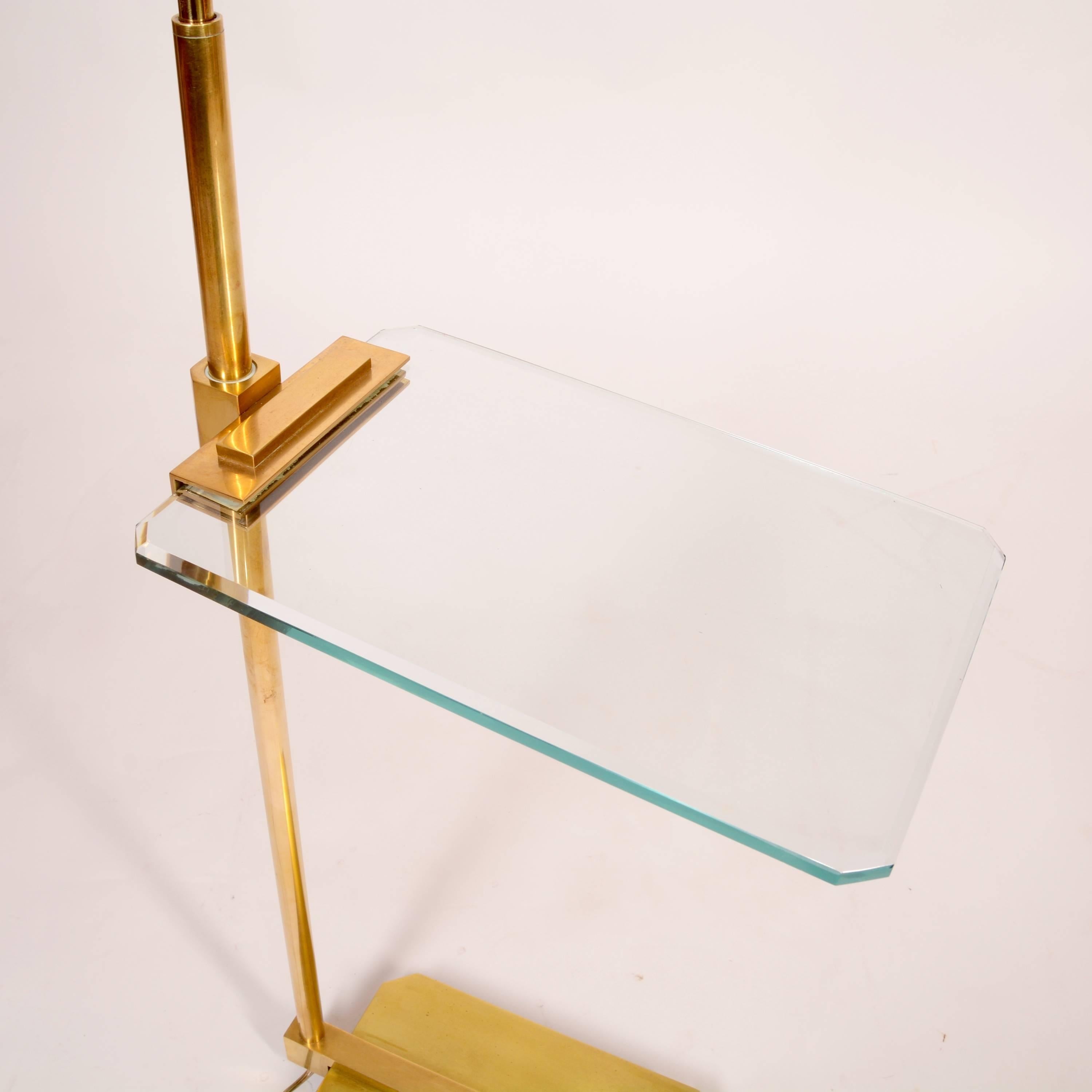 Brass and Cut Glass Floor Lamp by Casella  1