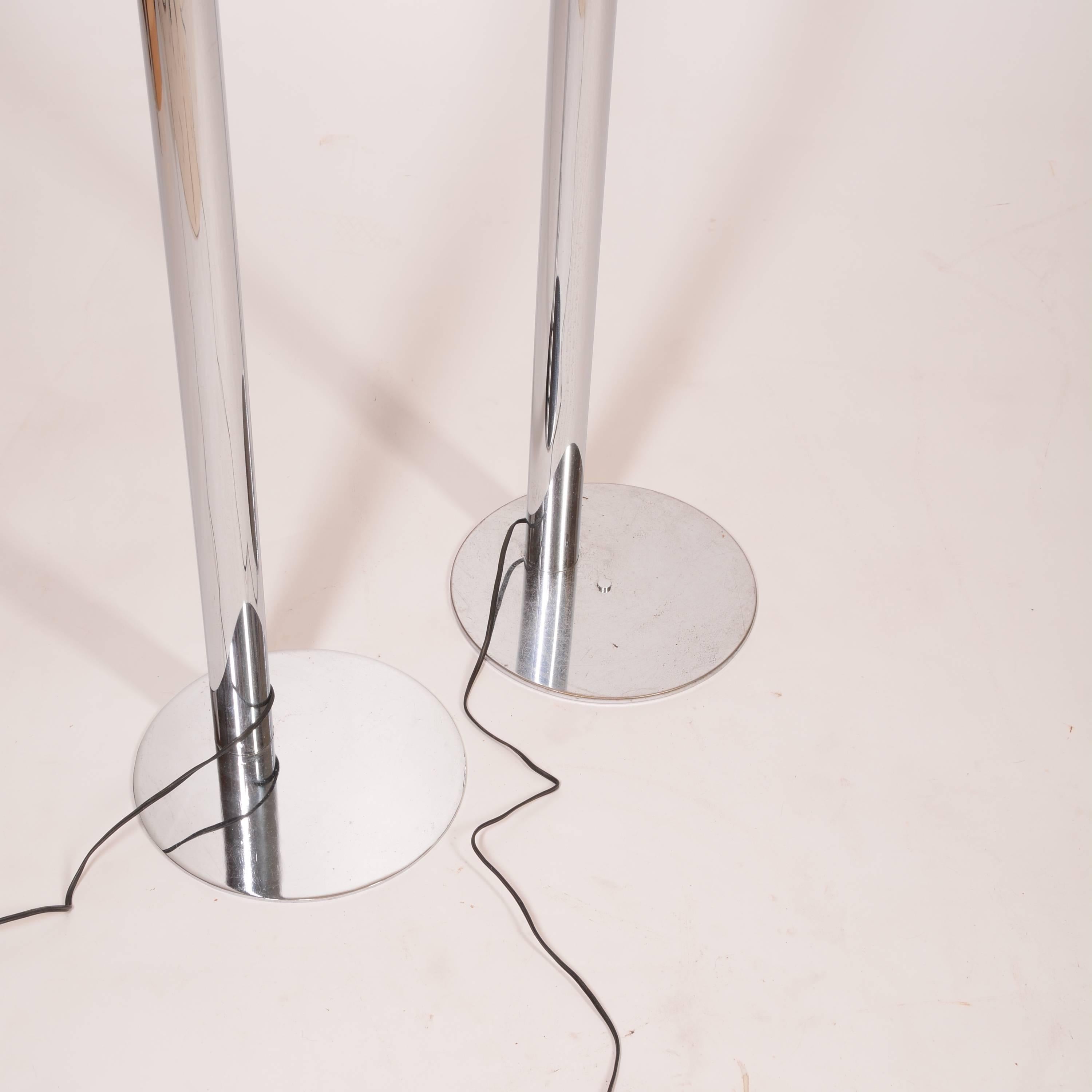 Pair of Polished Chrome Floor Lamp Designed by Robert Sonneman 1