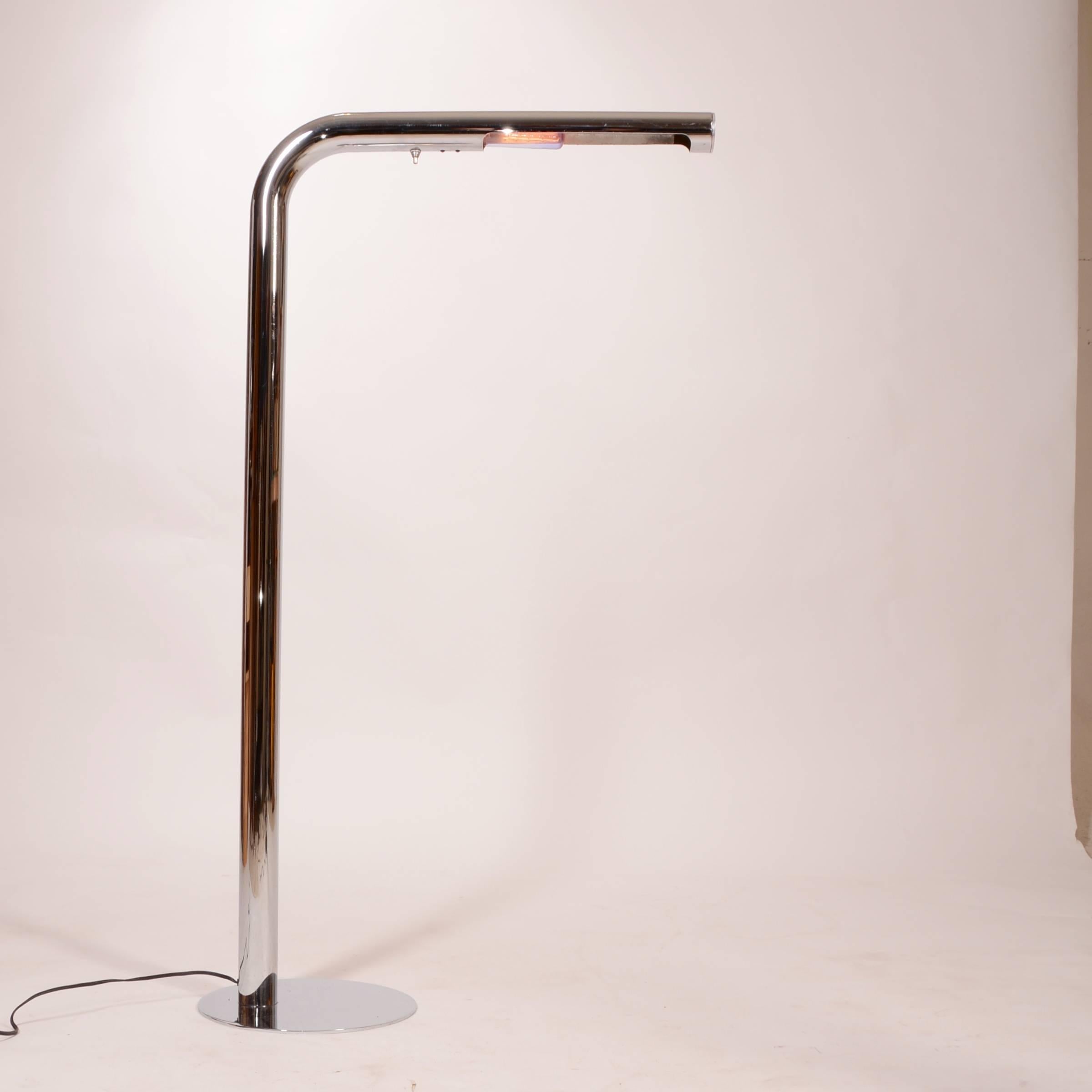 American Pair of Polished Chrome Floor Lamp Designed by Robert Sonneman