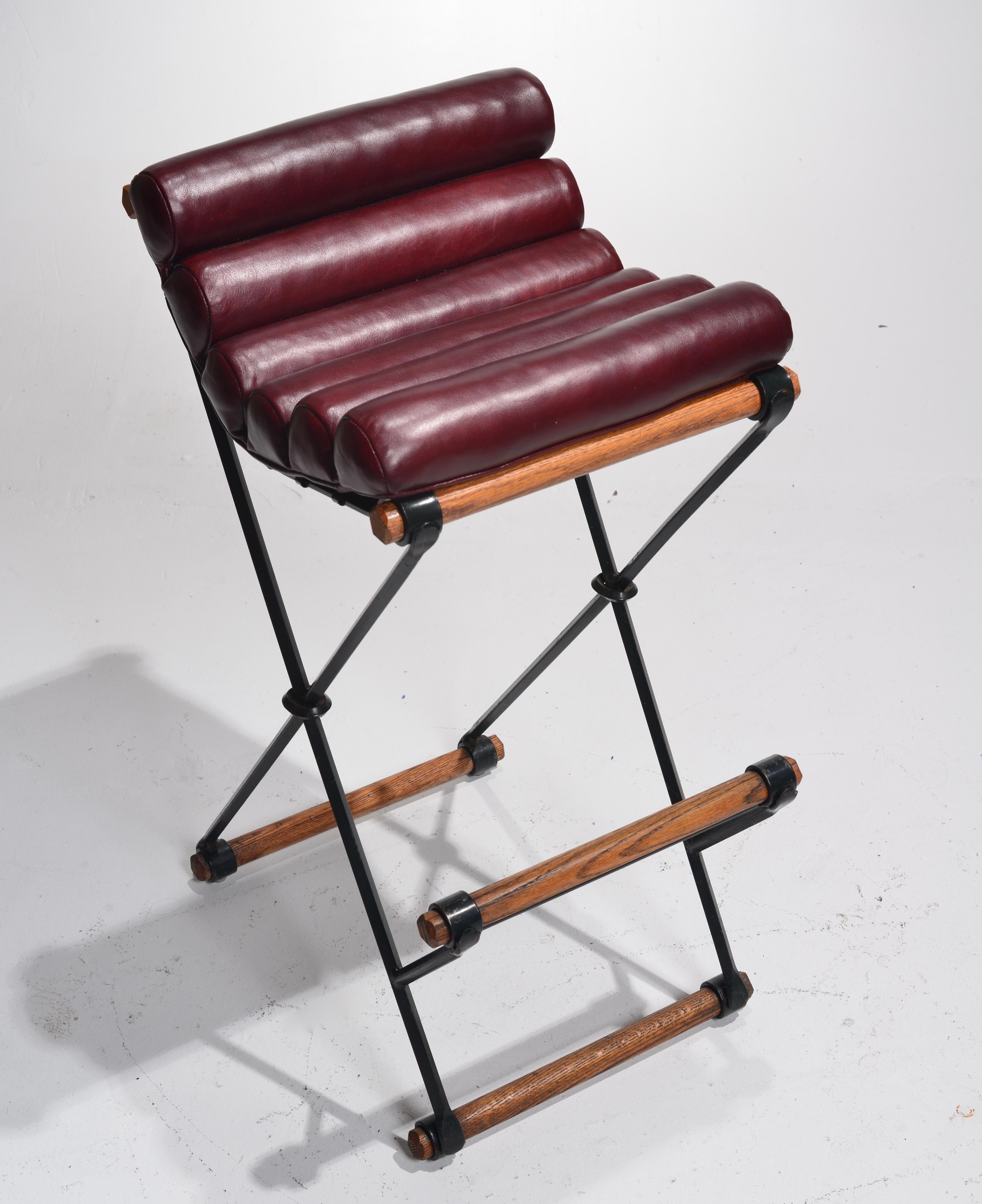 American Iron & Rolled Seat Bar Stools by Cleo Baldon for Terra Furniture For Sale