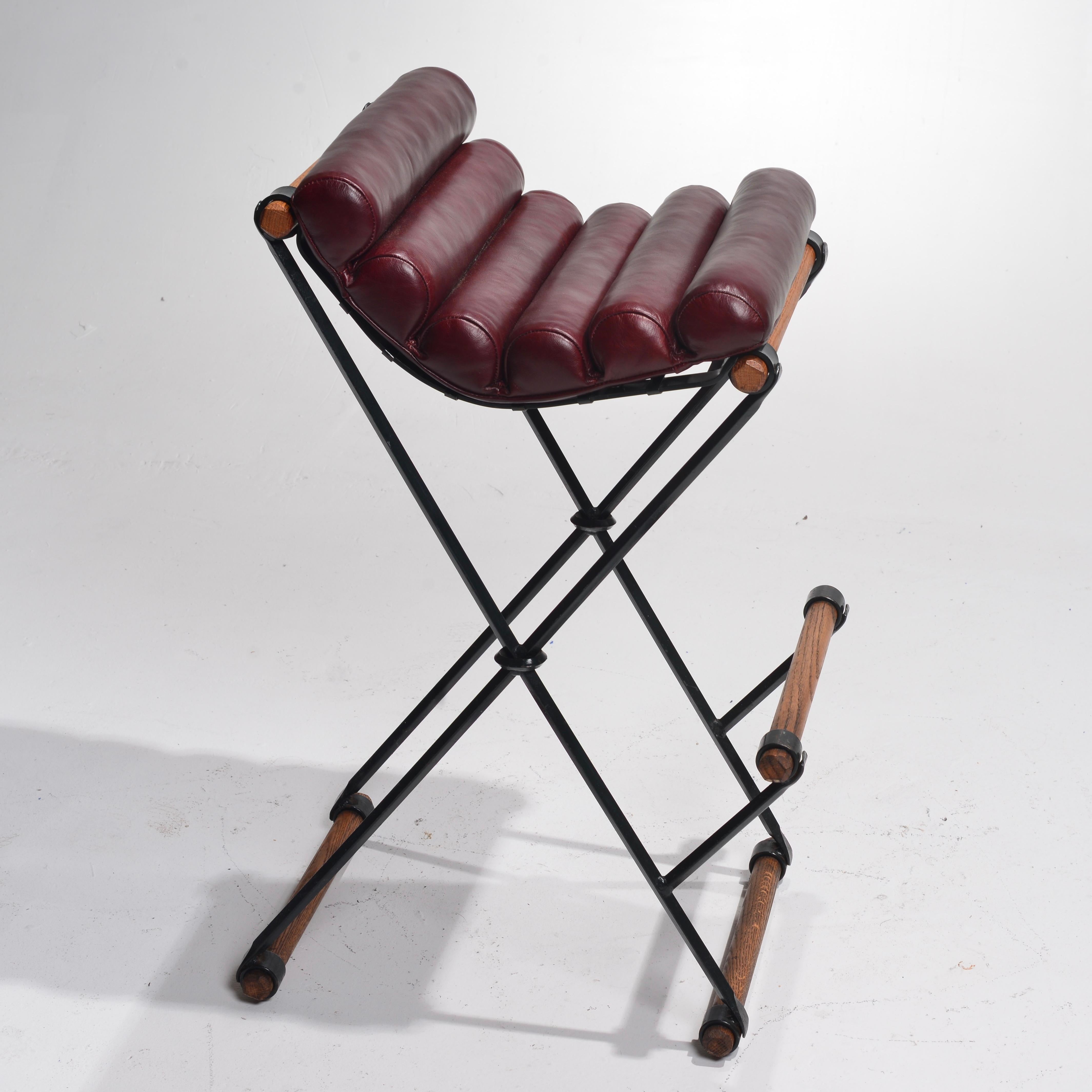 Iron & Rolled Seat Bar Stools by Cleo Baldon for Terra Furniture For Sale 1