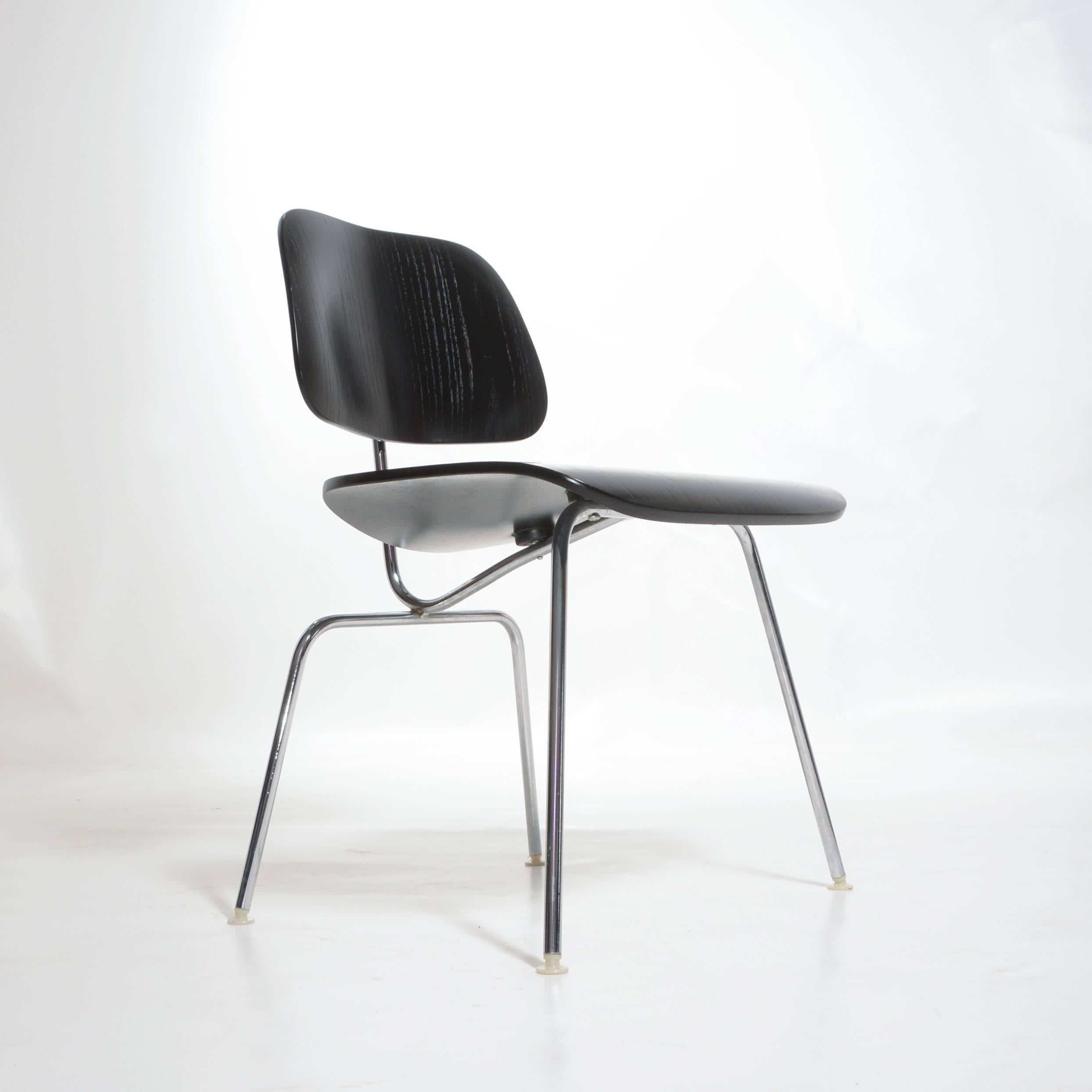 Mid-Century Modern Black Eames DCM Chairs For Sale