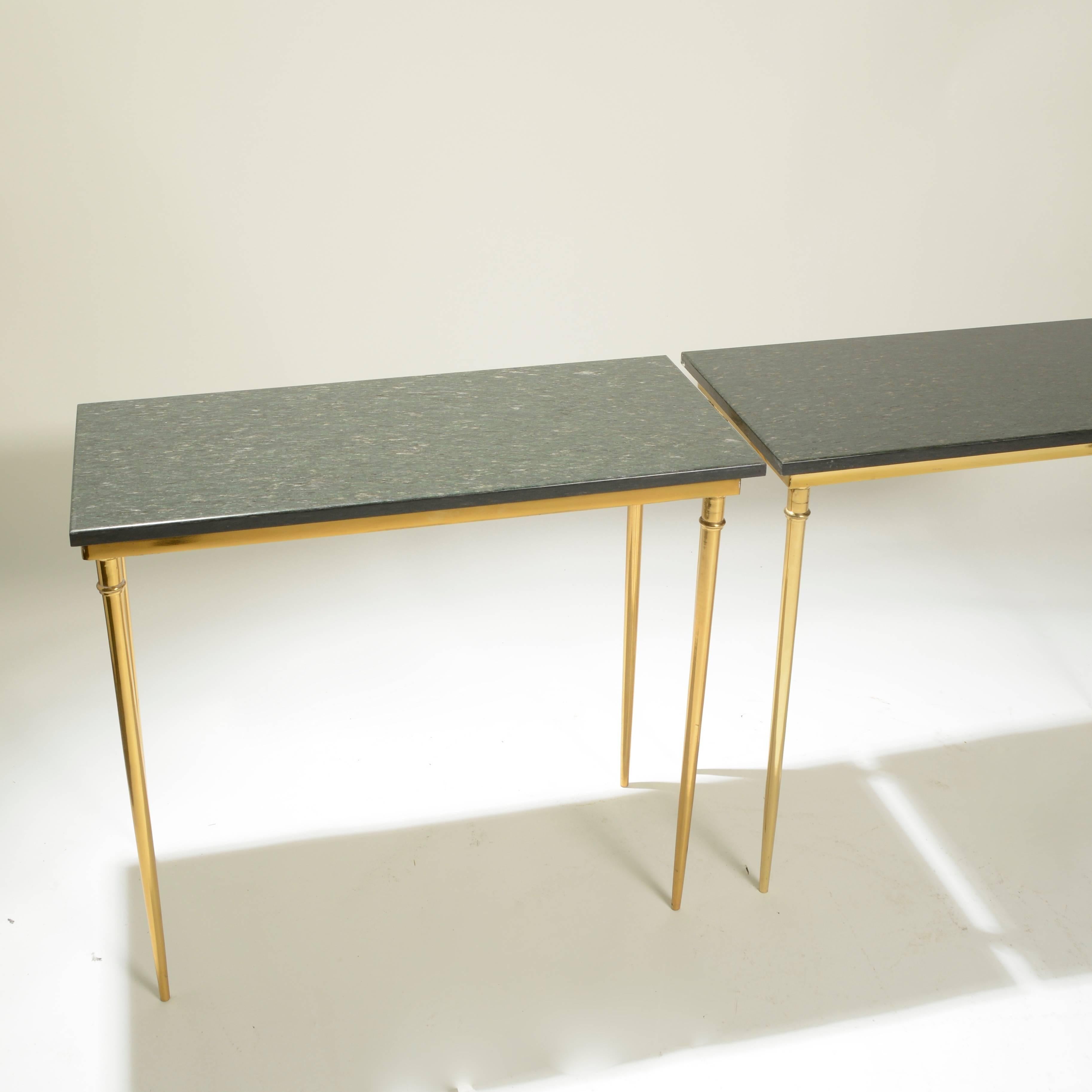 20th Century Matching Italian Brass and Green Black Marble Console, 1960