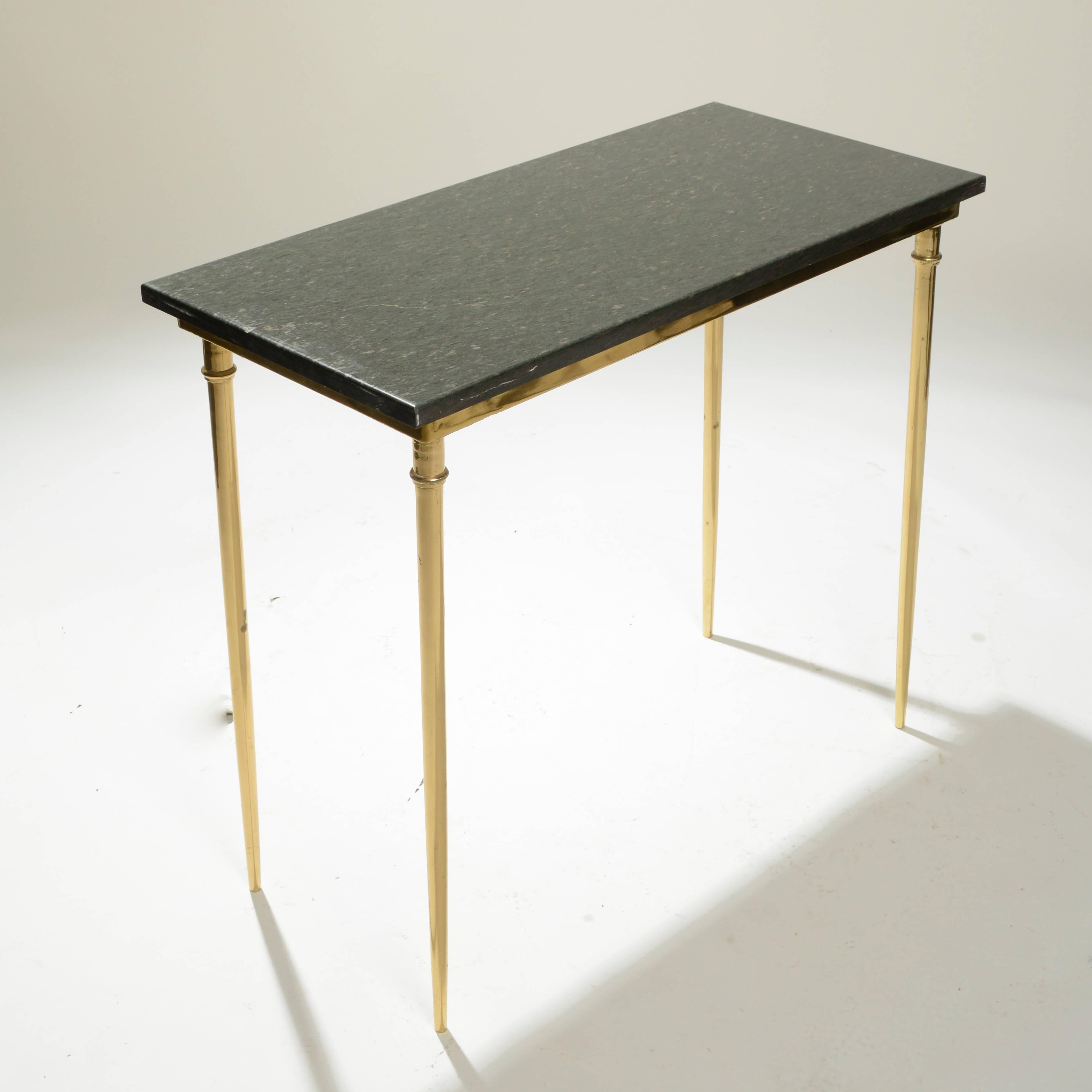 Matching Italian Brass and Green Black Marble Console, 1960 1