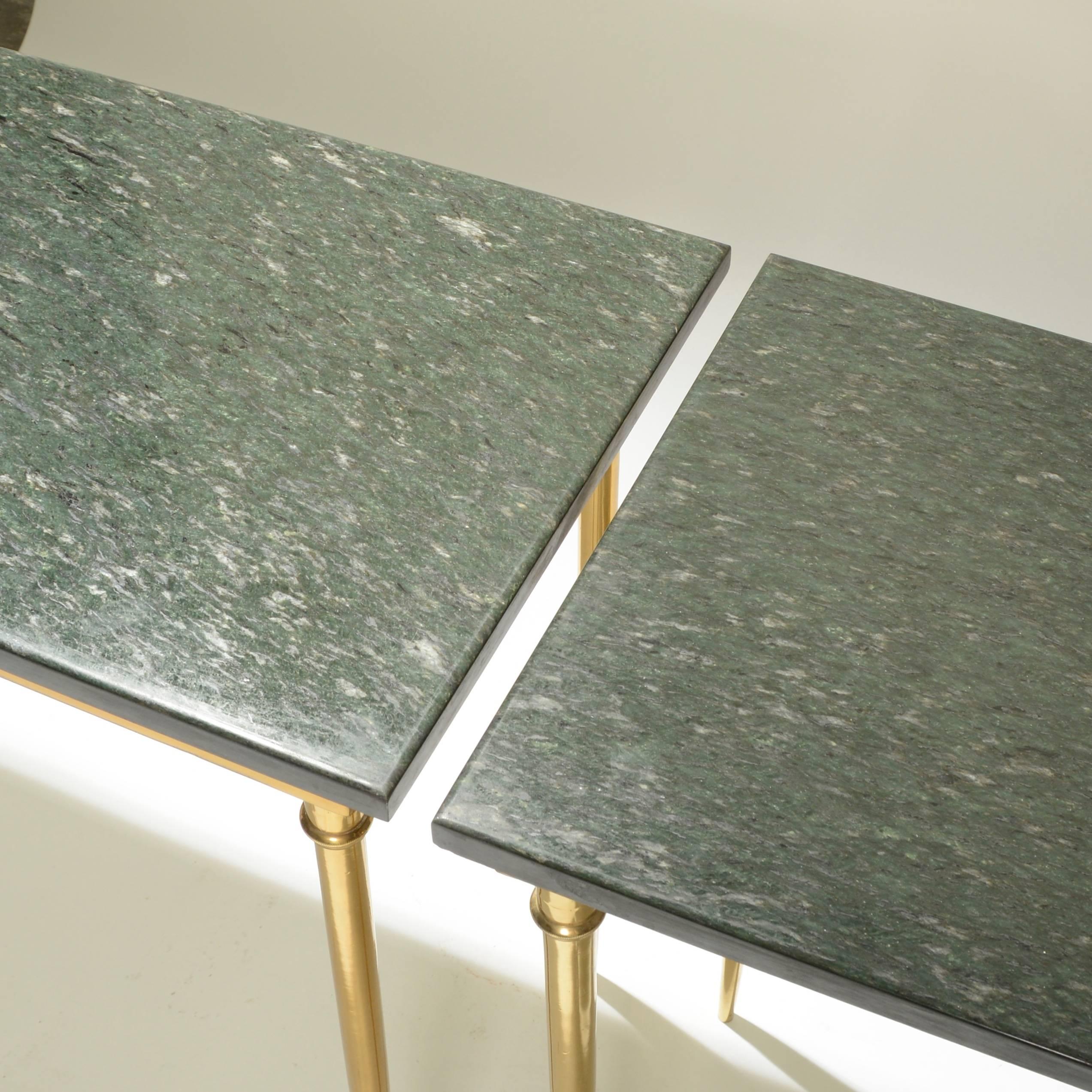 Matching Italian Brass and Green Black Marble Console, 1960 2