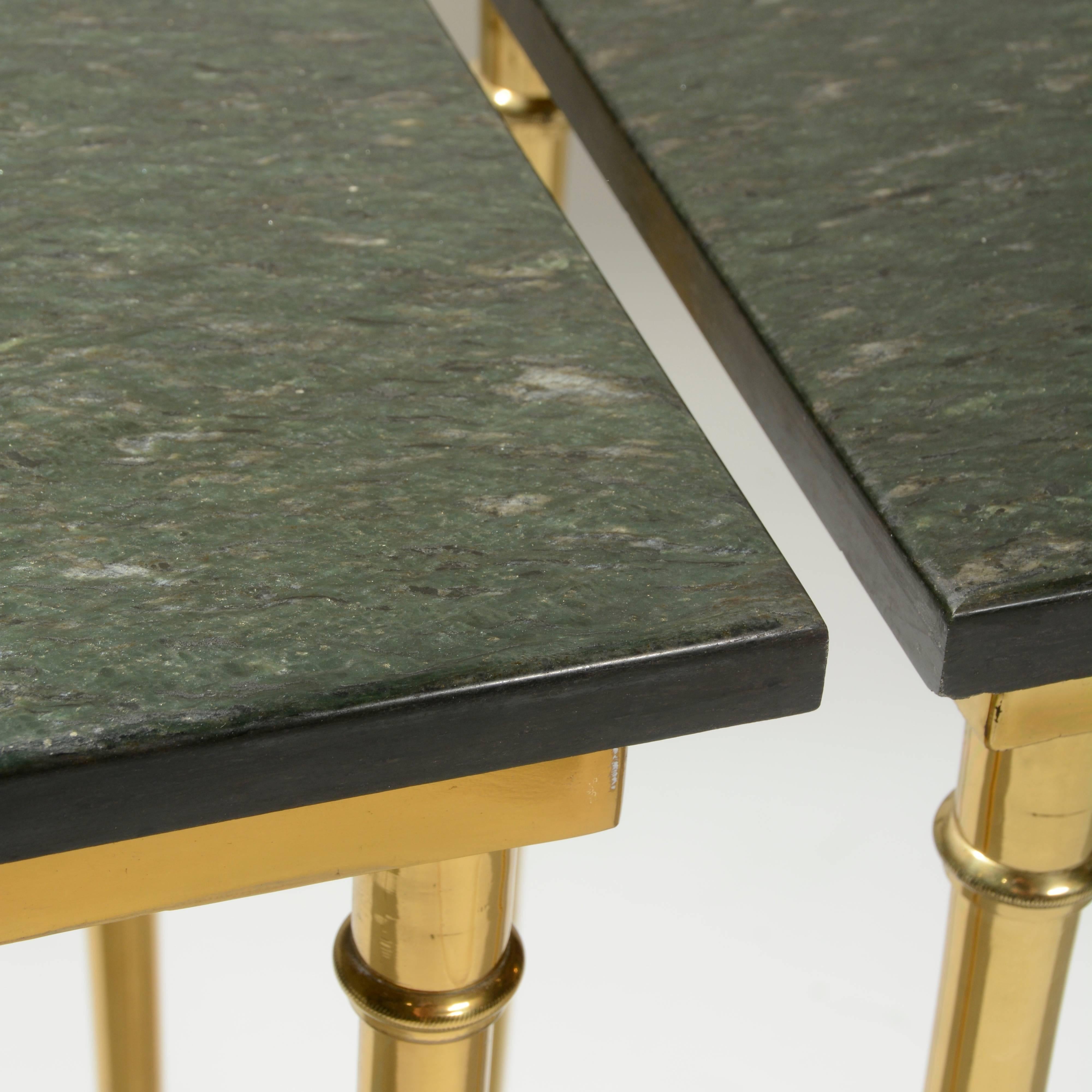 Matching Italian Brass and Green Black Marble Console, 1960 3
