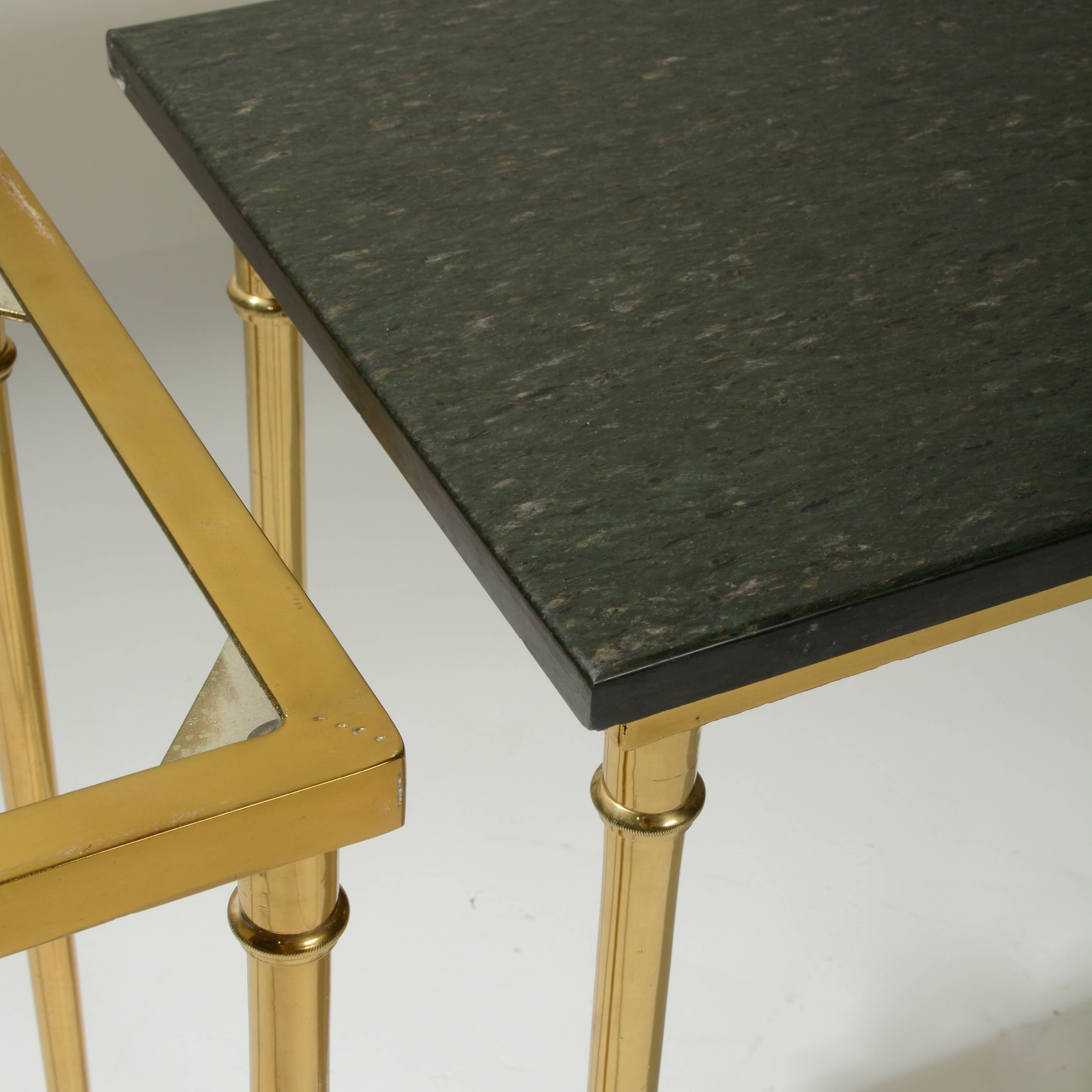 Matching Italian Brass and Green Black Marble Console, 1960 4