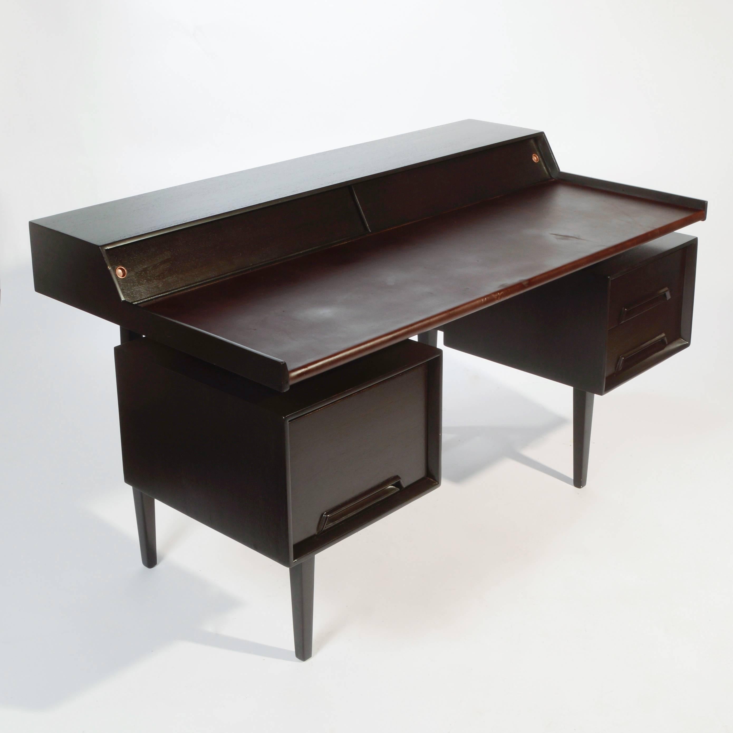 American Ebonized Milo Baughman Floating-Top Desk by Drexel