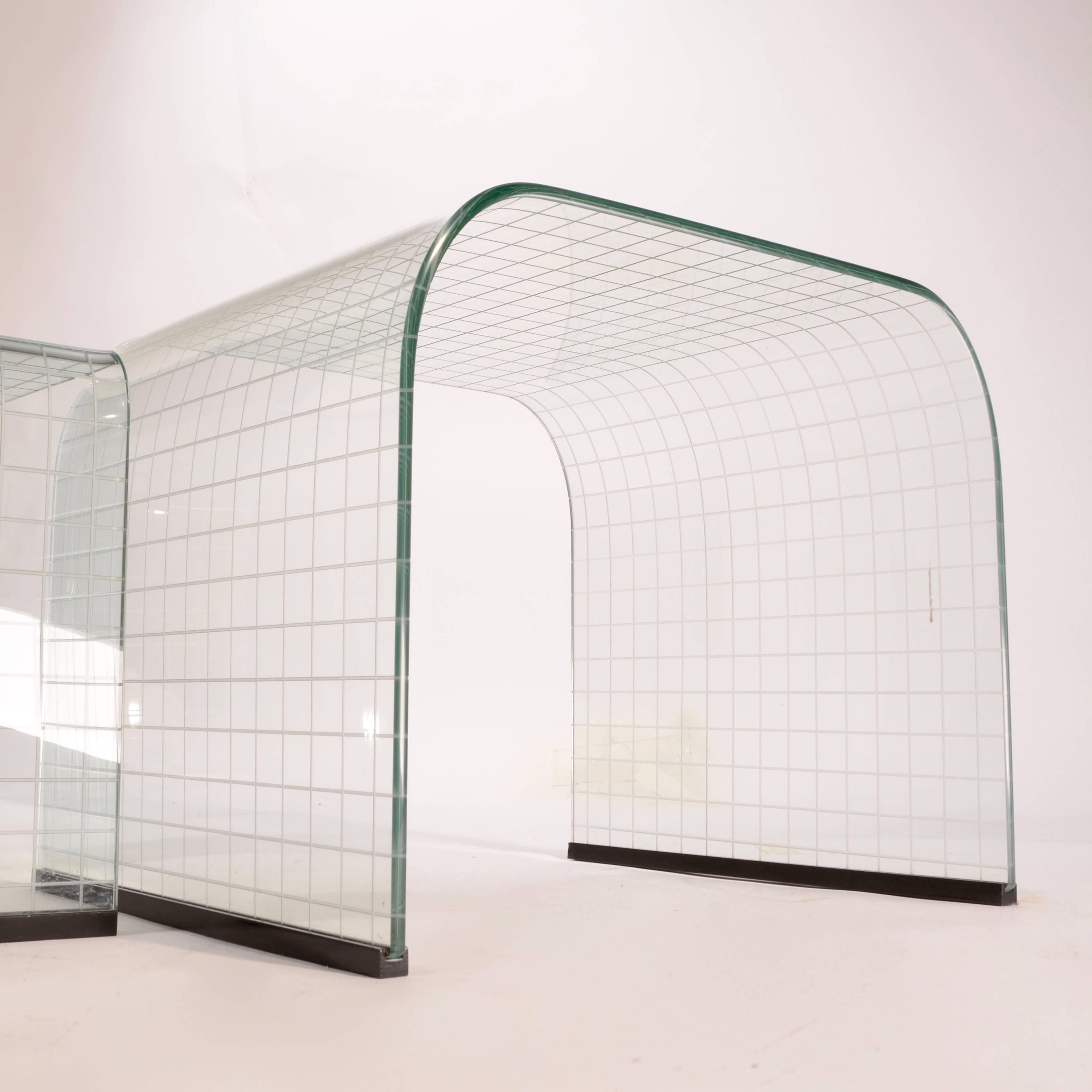 Mid-Century Modern Angelo Cortesi Curved Glass Waterfall Nesting Tables for Fiam, Italy