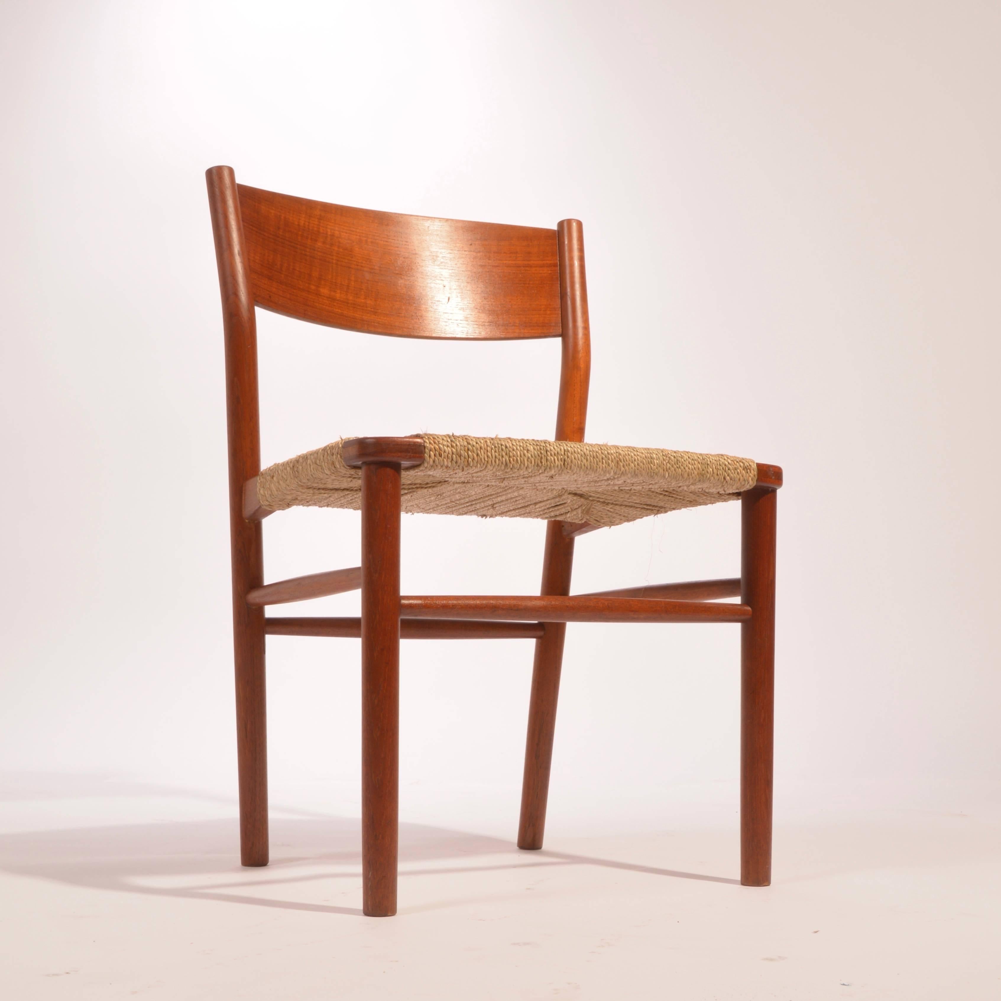 Børge Mogensen Teak and Seagrass Dining Chair Set 1