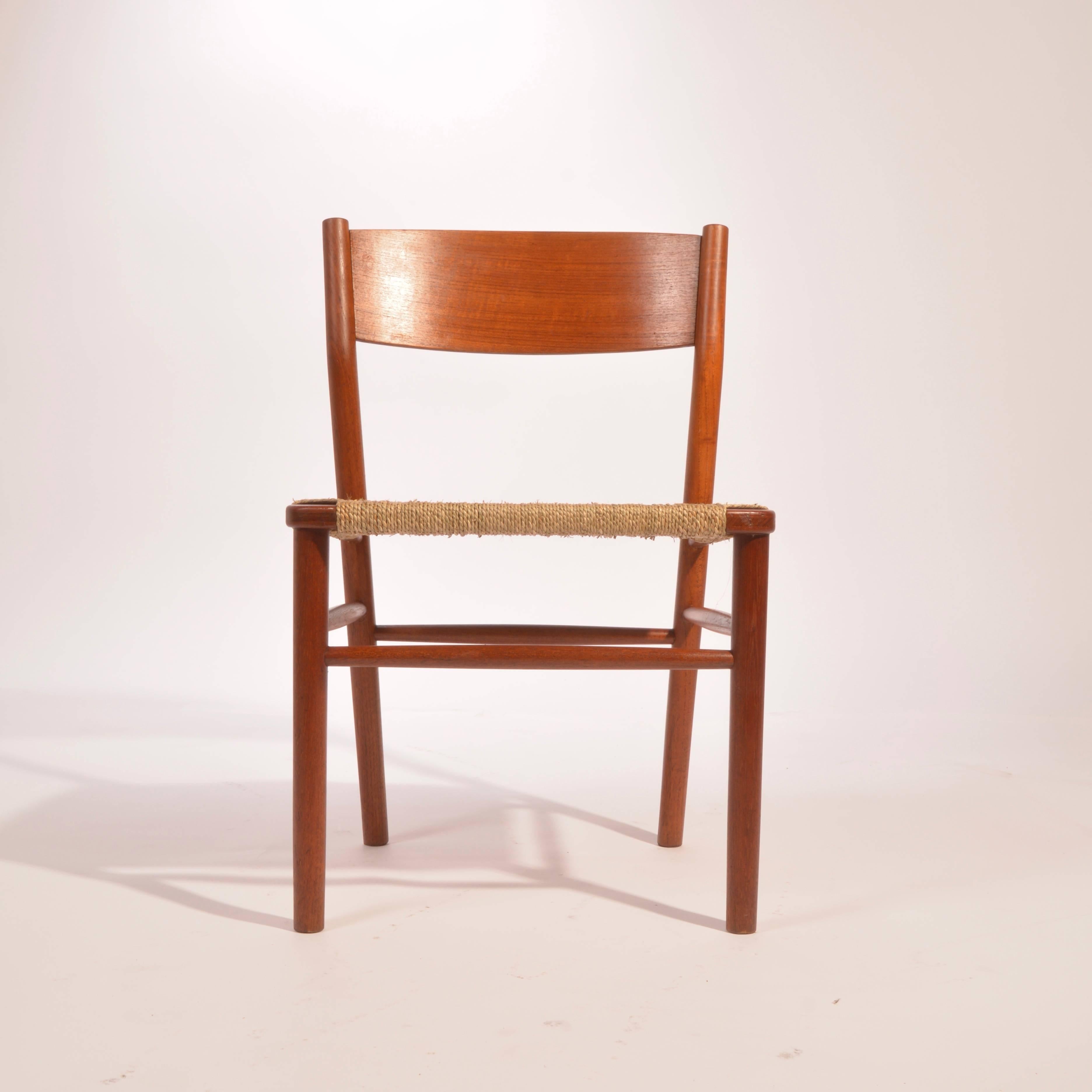 Børge Mogensen Teak and Seagrass Dining Chair Set 2