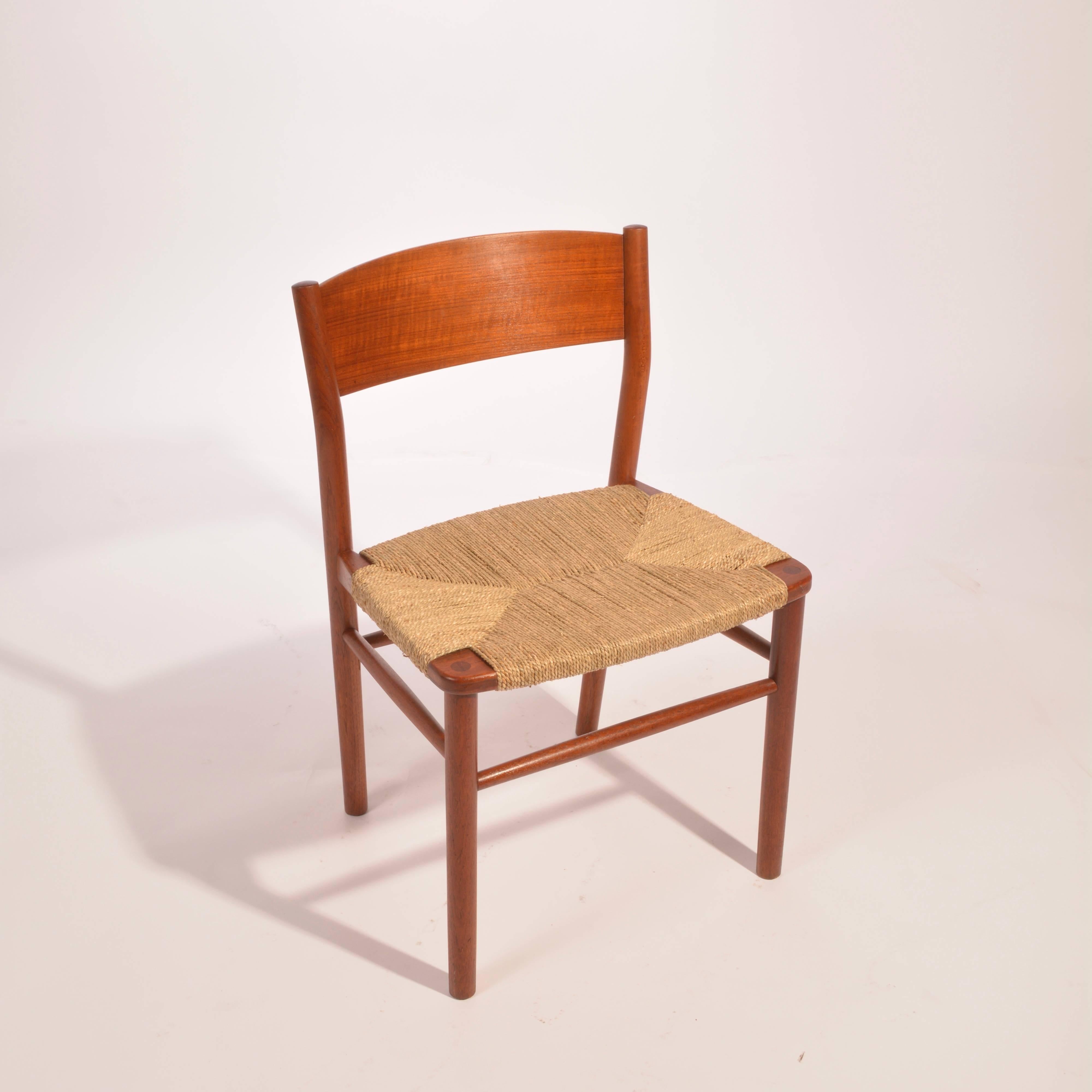 Børge Mogensen Teak and Seagrass Dining Chair Set 3