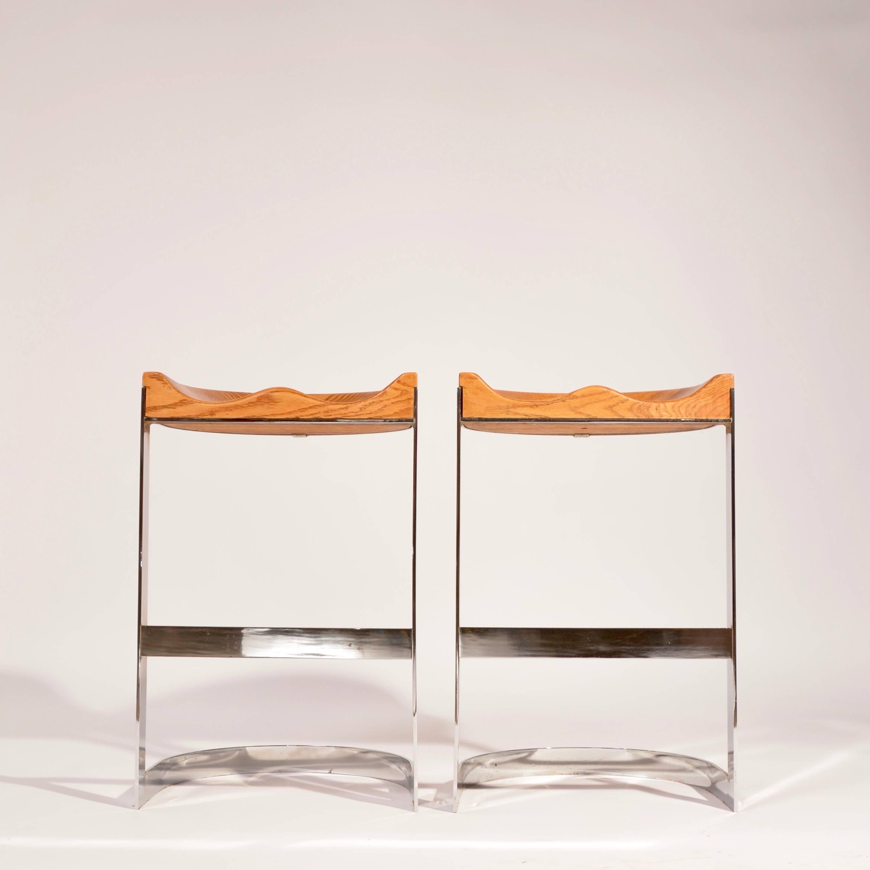 chrome and wood bar stools