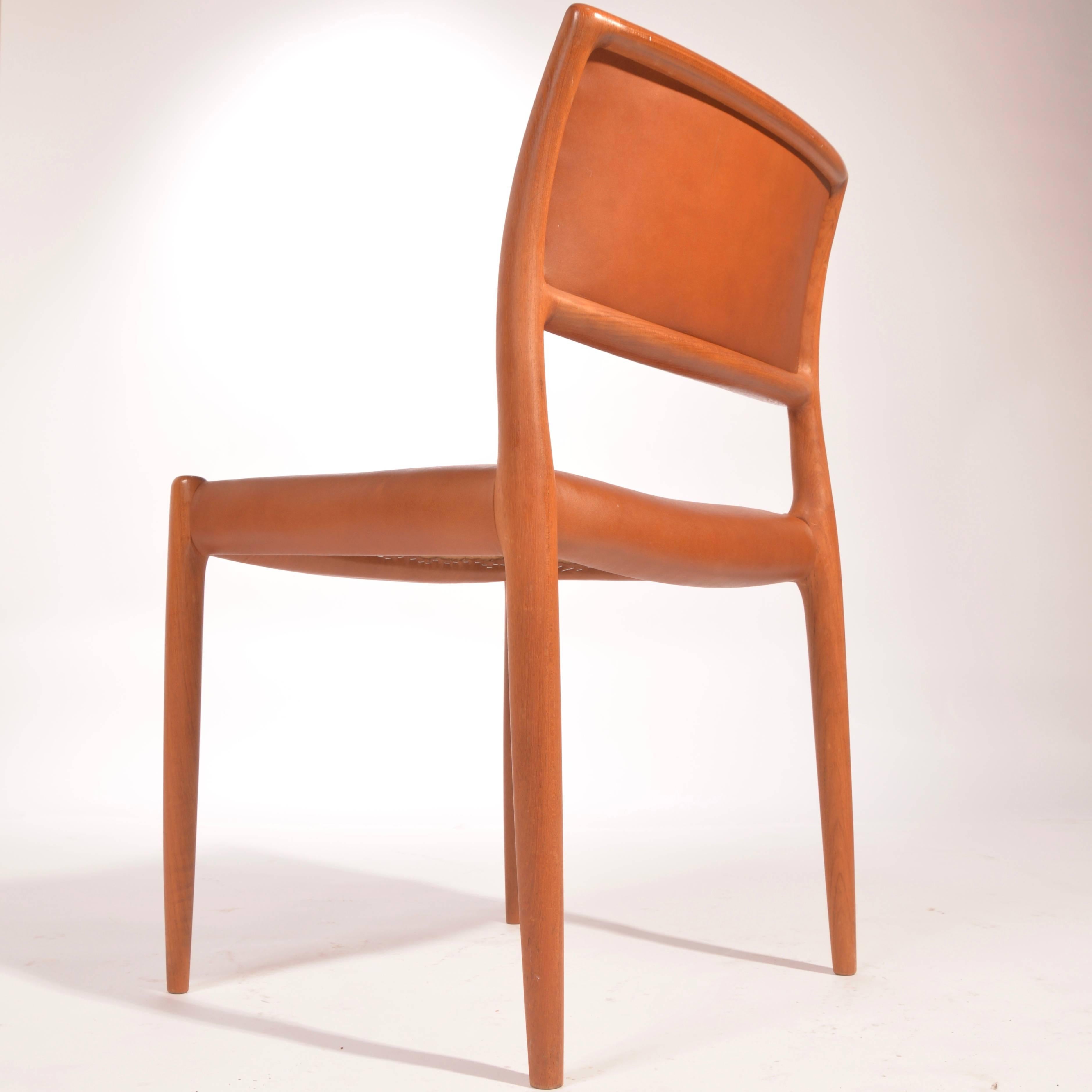 Set of Eight J.L. Møller Model 80 Dining Chairs by Niels Møller in Leather 2