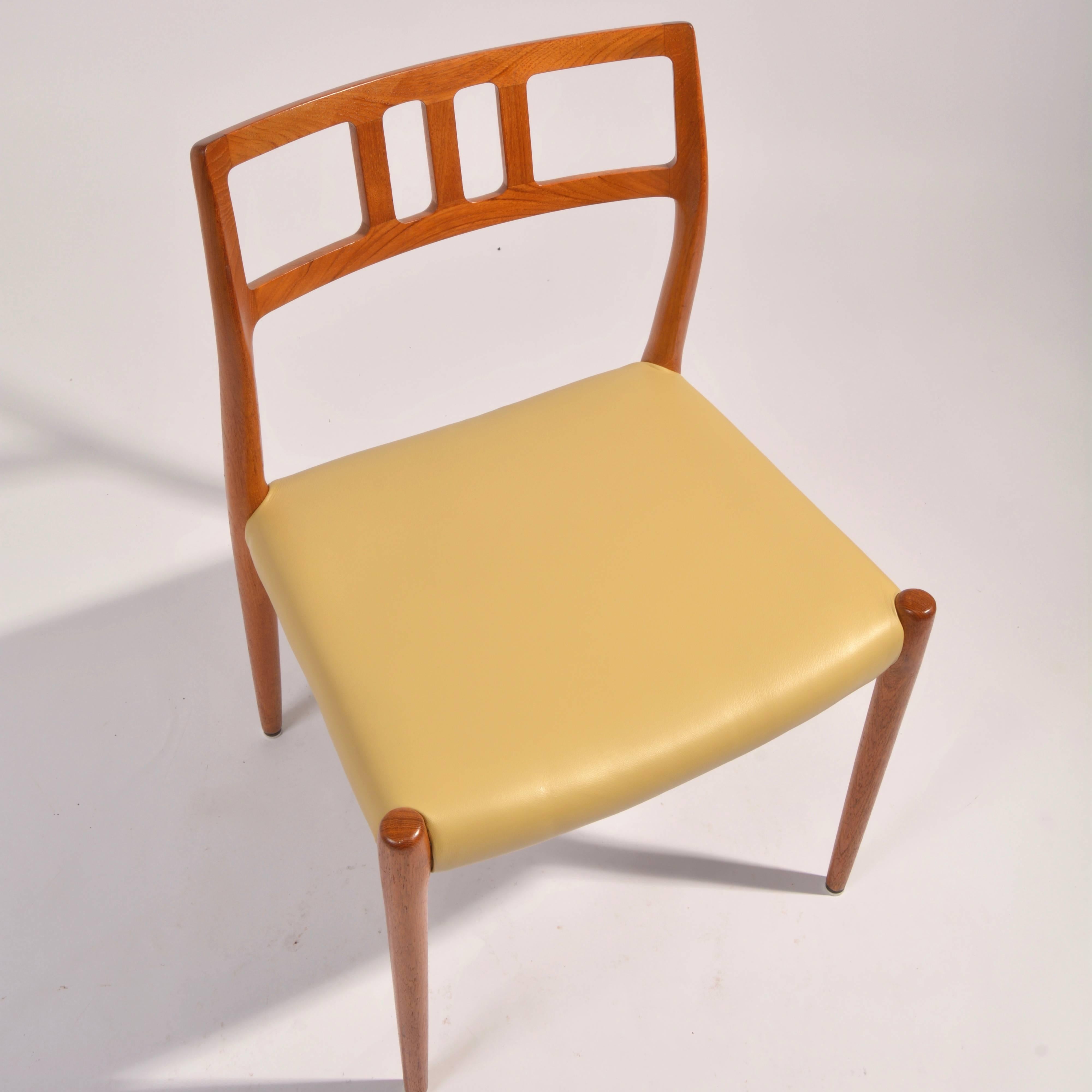 Mid-20th Century Eight J.L. Møller Model 79 Dining Chairs by Niels Møller in Leather