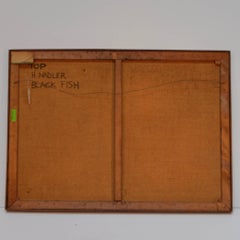 Pintura al óleo abstracta temprana "Pez negro" de Harry Nadler