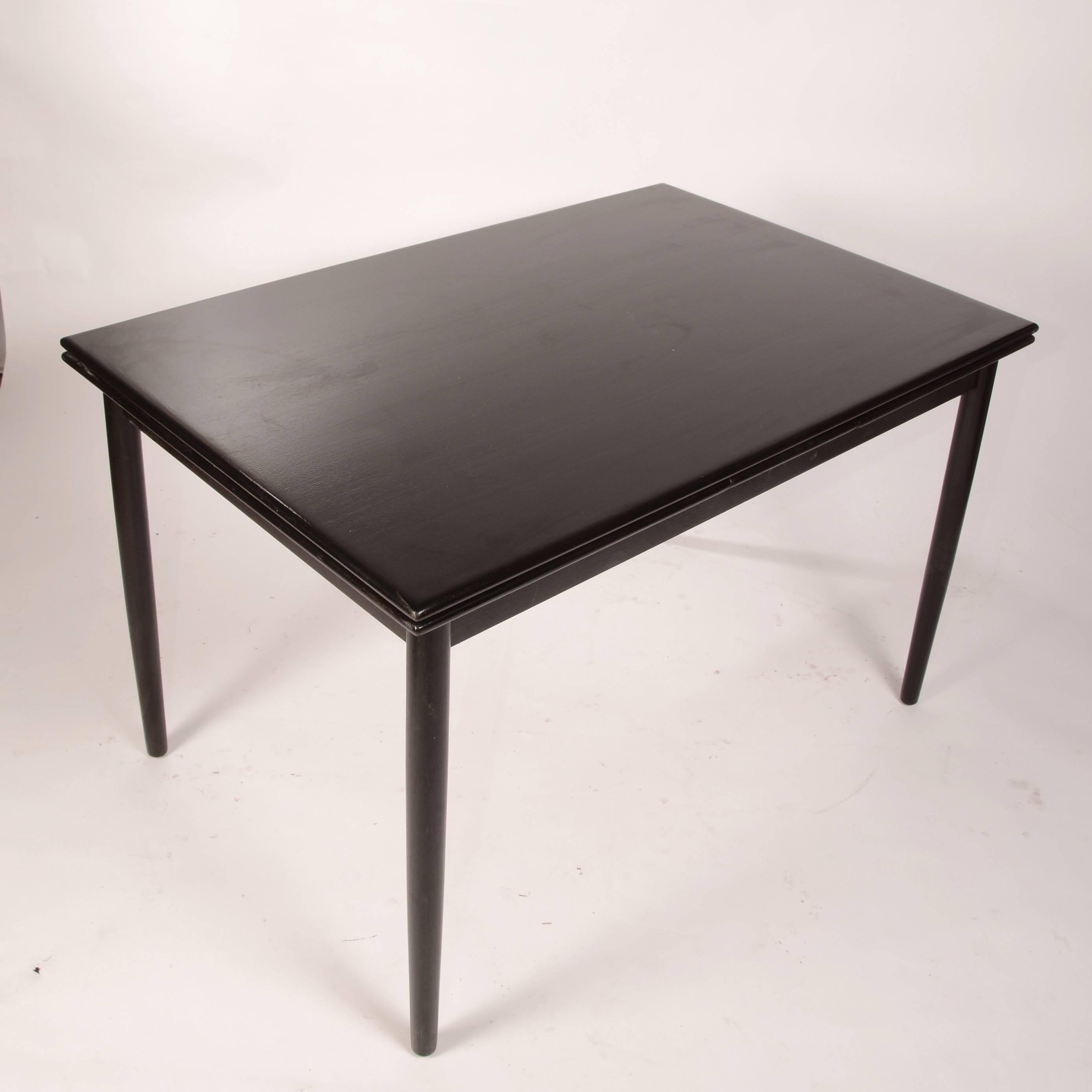 Mid-20th Century Danish Modern Draw-Leaf Dining Table in Ebonized Teak