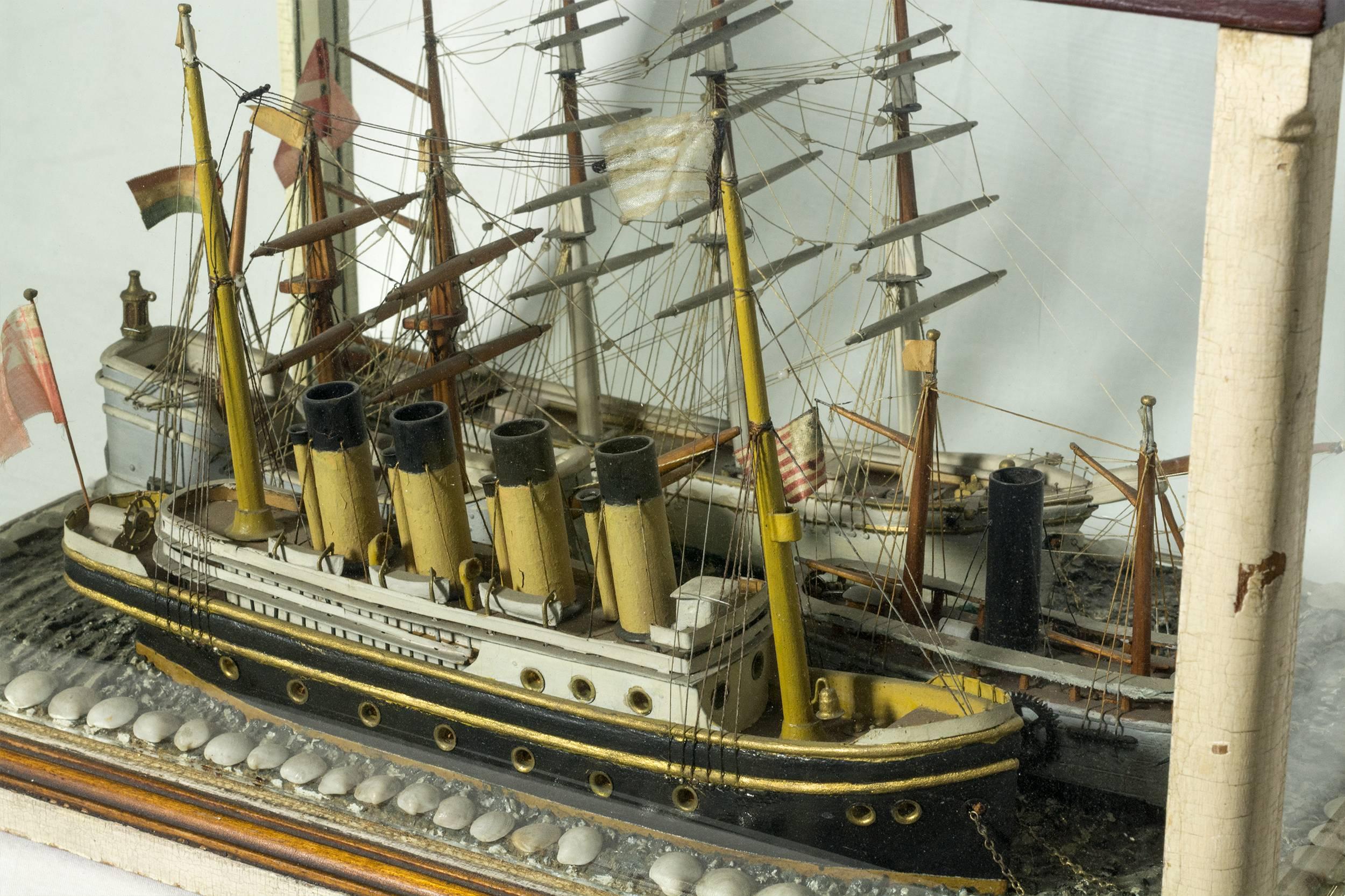 American Cased Ship Diorama, circa 1930 2