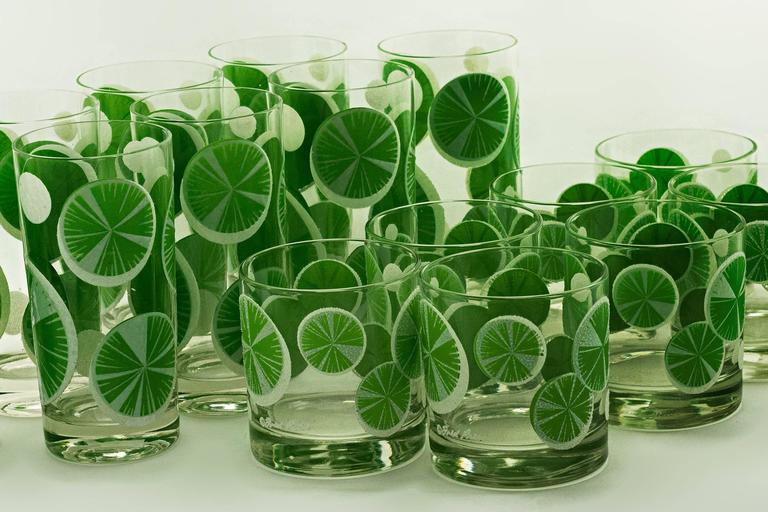Set of 16 Lime Pattern Barware by Legendary Designer Fred Press at 1stDibs