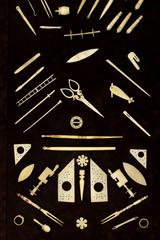 Impressive Shadow Box of 19th Century Sewing Tools