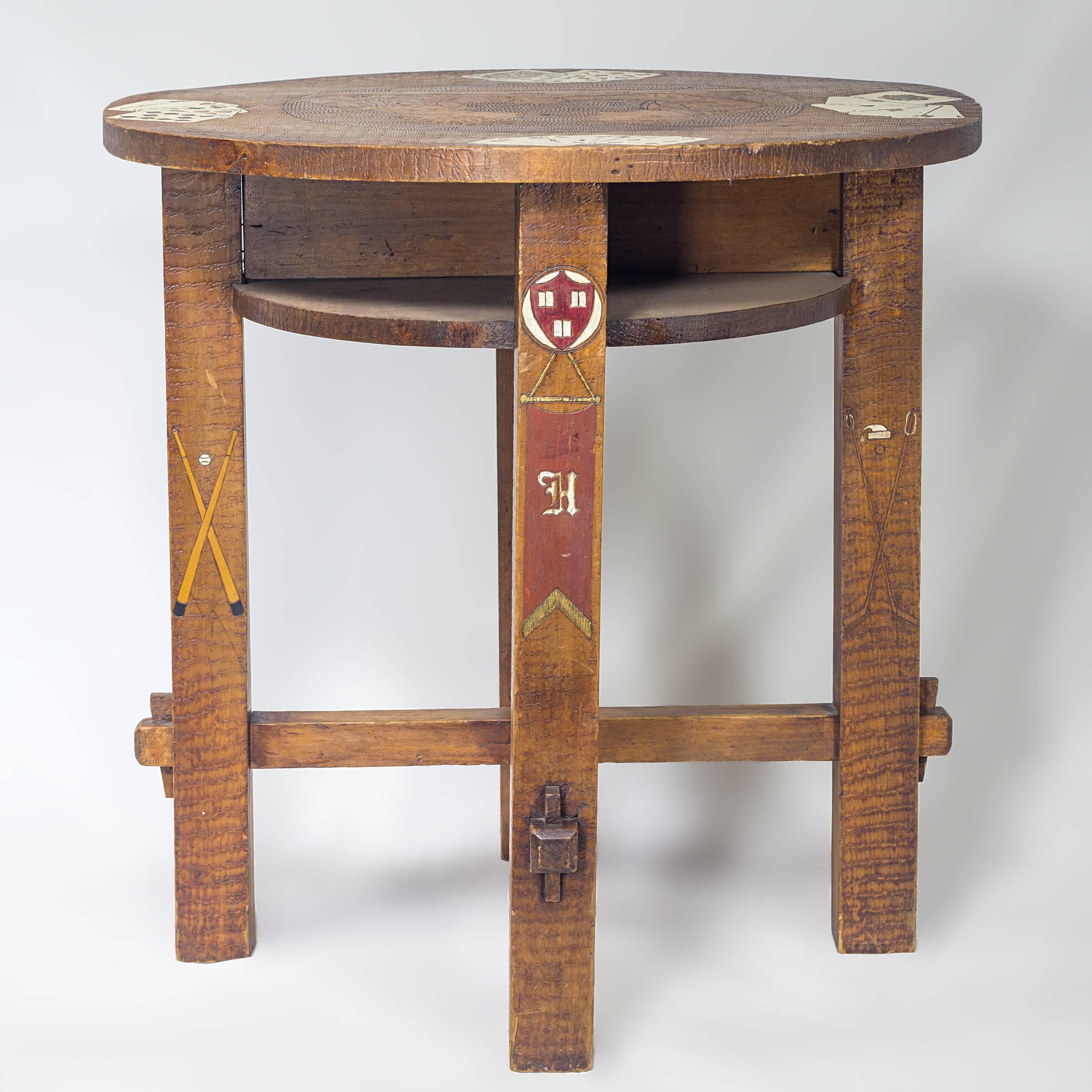 20th Century Arts and Crafts Ivy League University Card Table