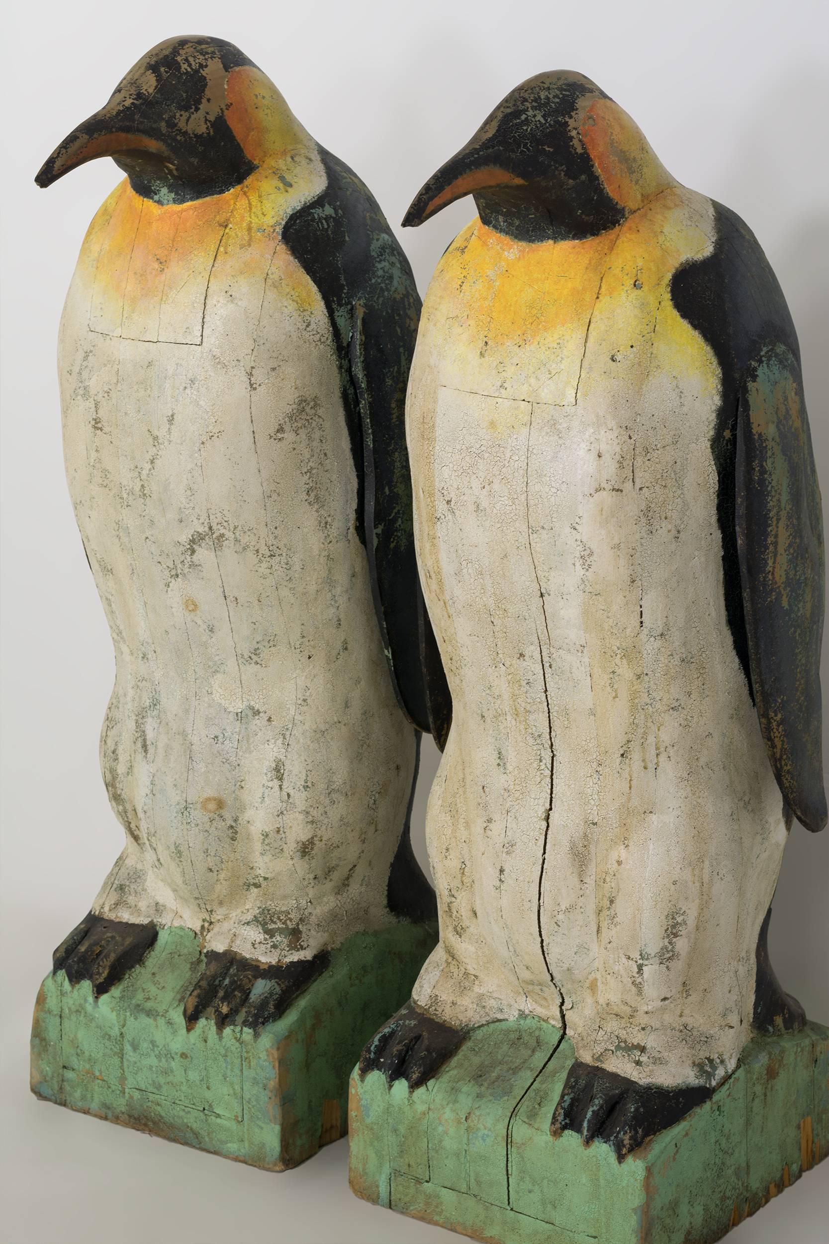 American Pair of Large Carved Penguins
