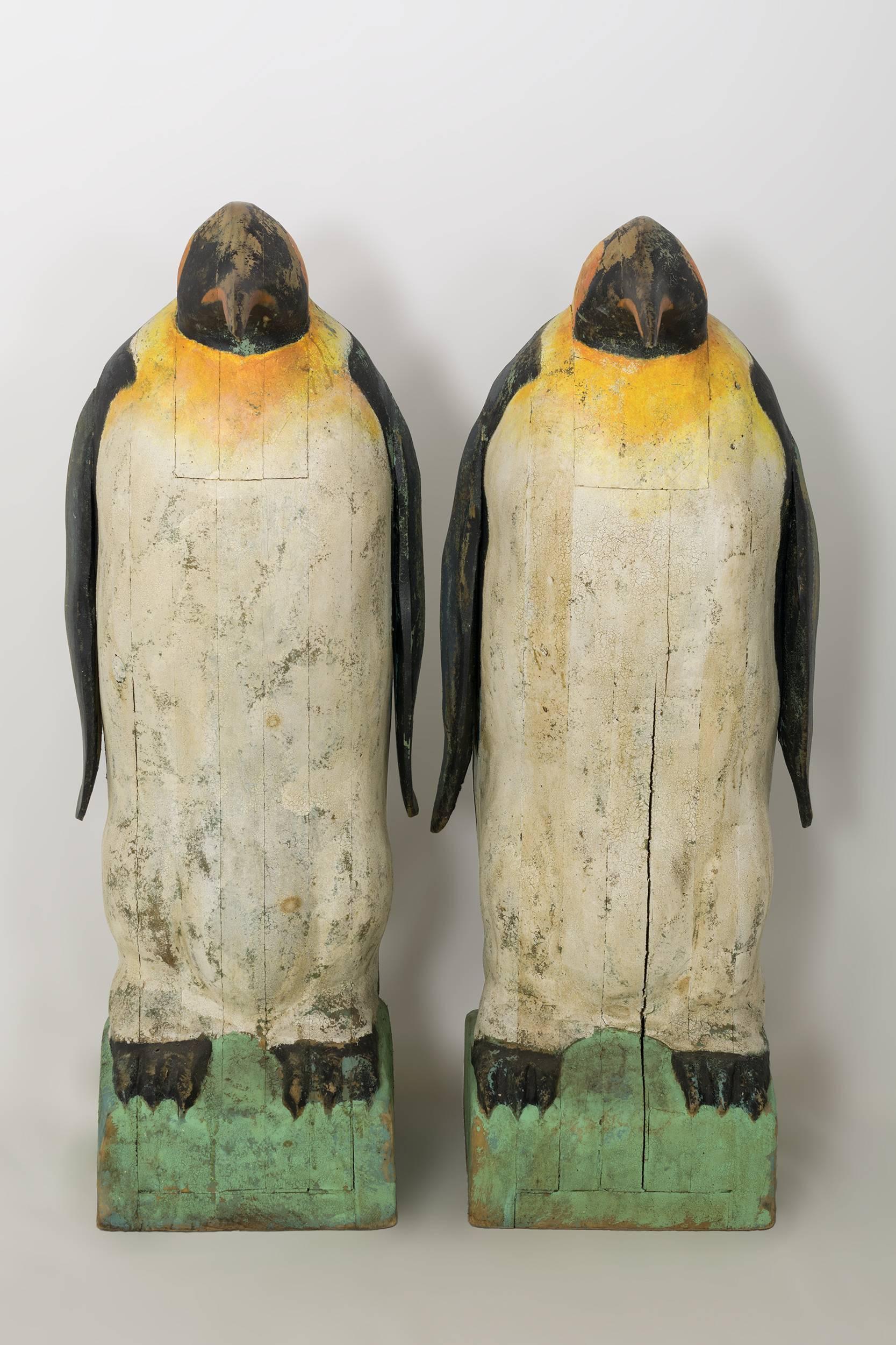Pair of Large Carved Penguins In Good Condition In Nantucket, MA