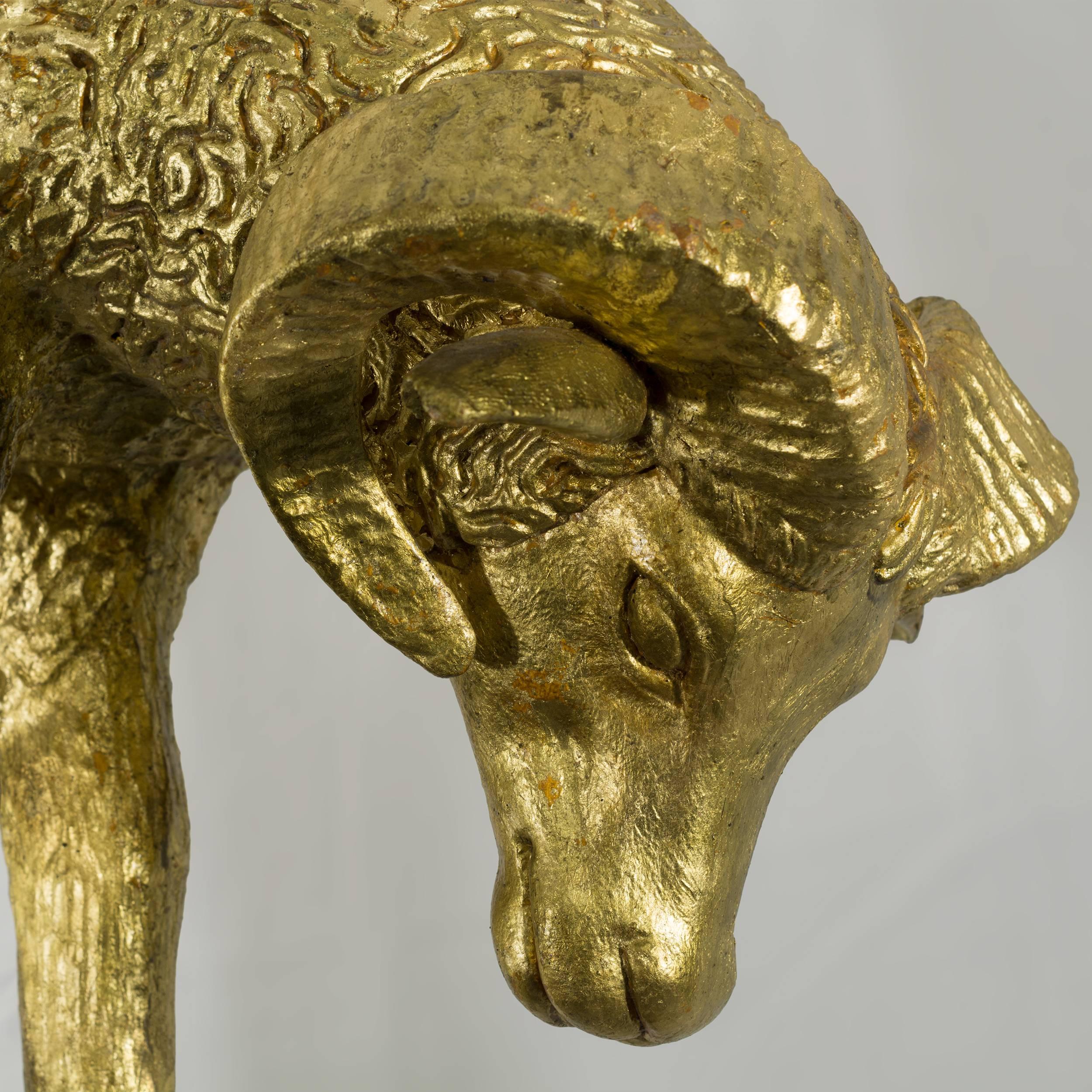Folk Art Incredible Carving of the Standing Ram Golden Fleece