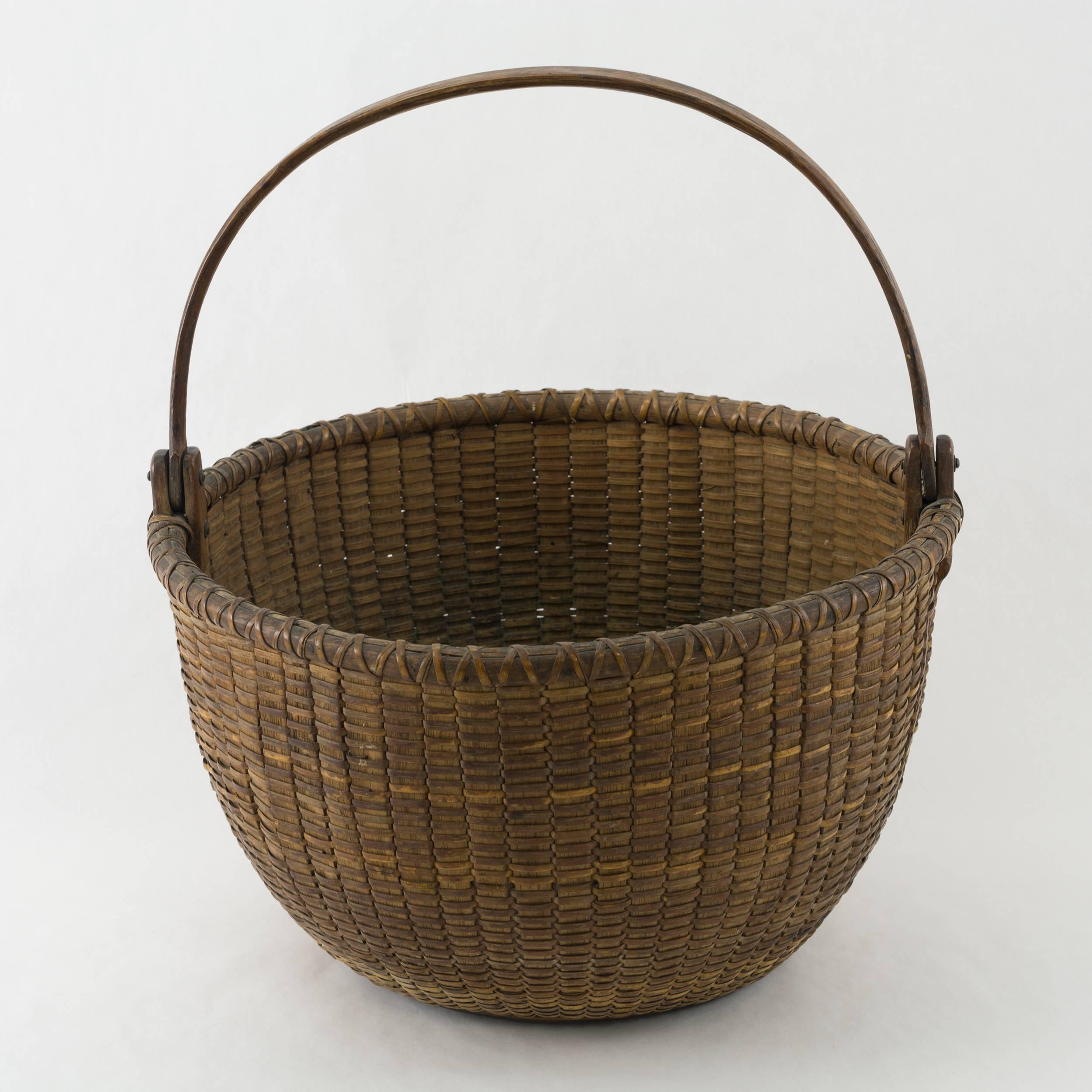 American Open Round Nantucket Lightship Basket Made by Capt. James Wyer