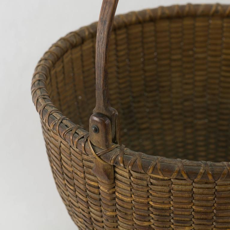 Open Round Nantucket Lightship Basket Made by Capt. James Wyer at 1stDibs