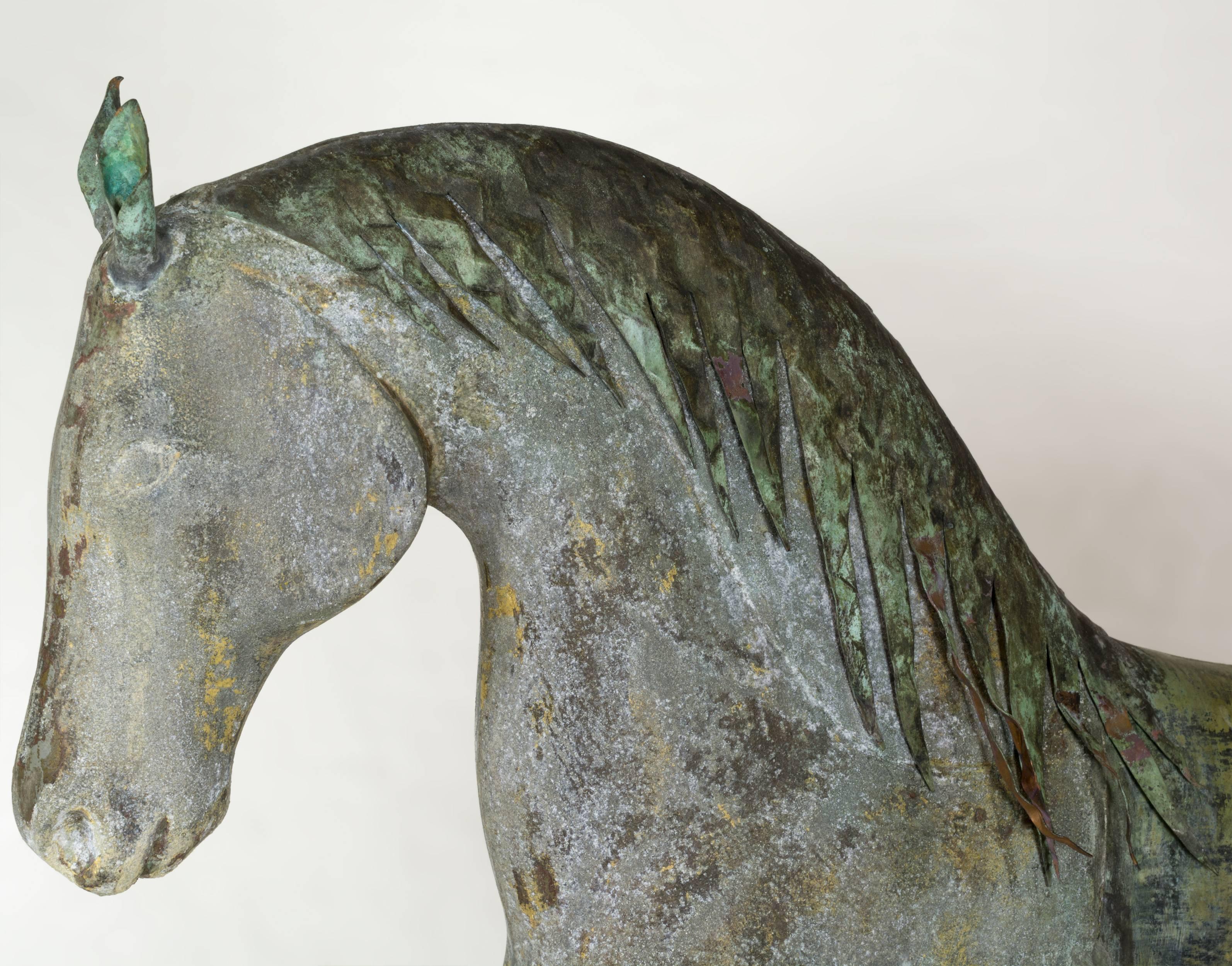 Folk Art Exceptional Copper and Zinc Horse Weathervane
