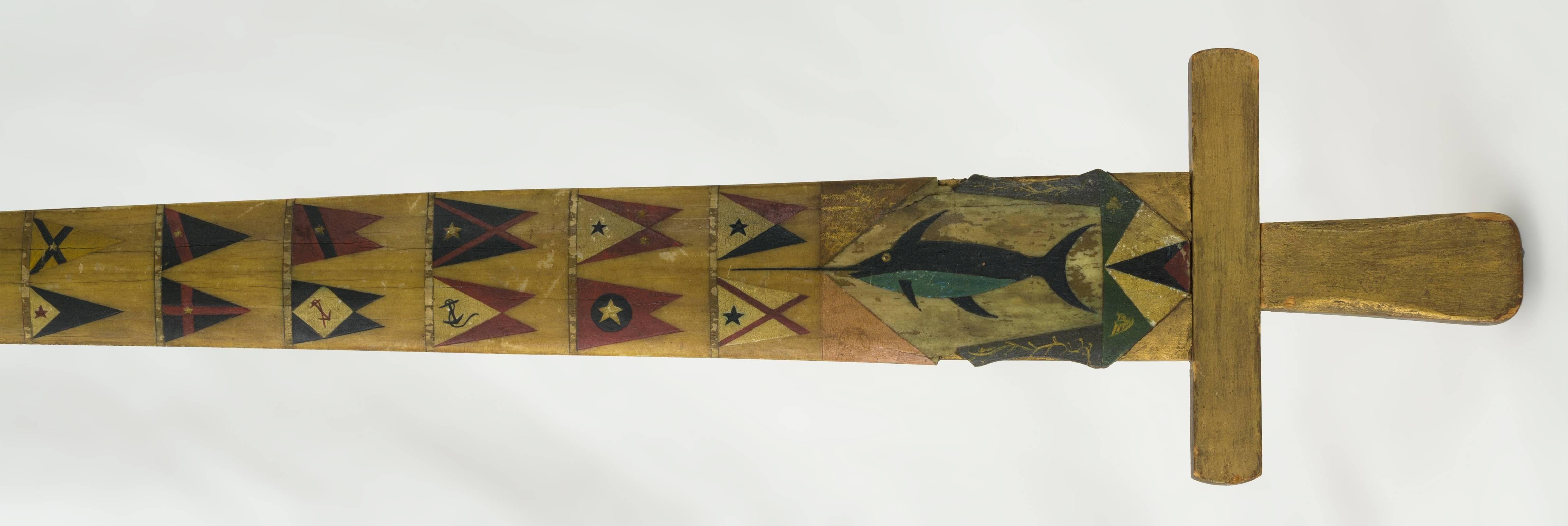 Folk Art Polychrome Paint Decorated Swordfish Bill