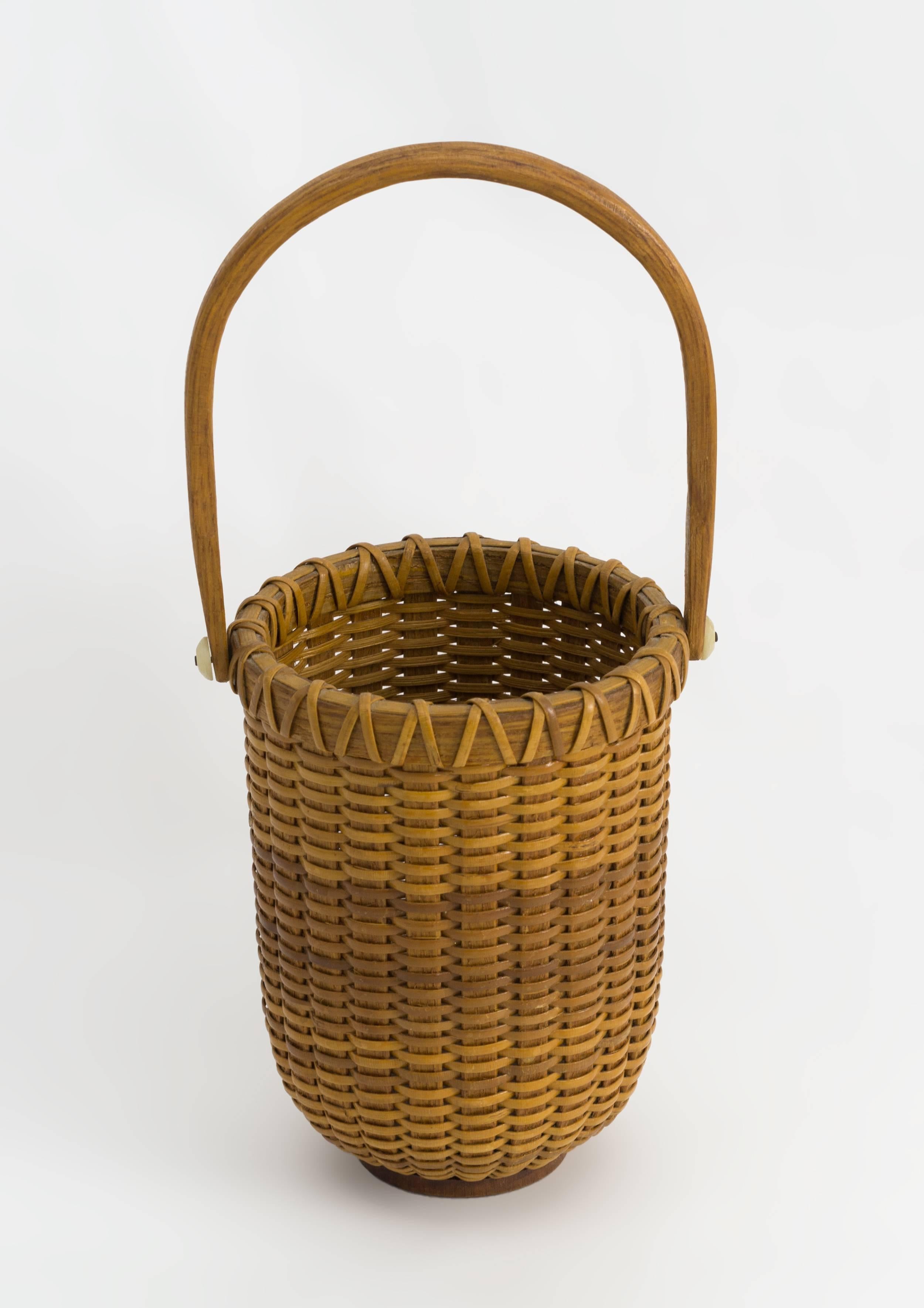 Folk Art Small Open Round Nantucket Lightship Basket by Paul Willer