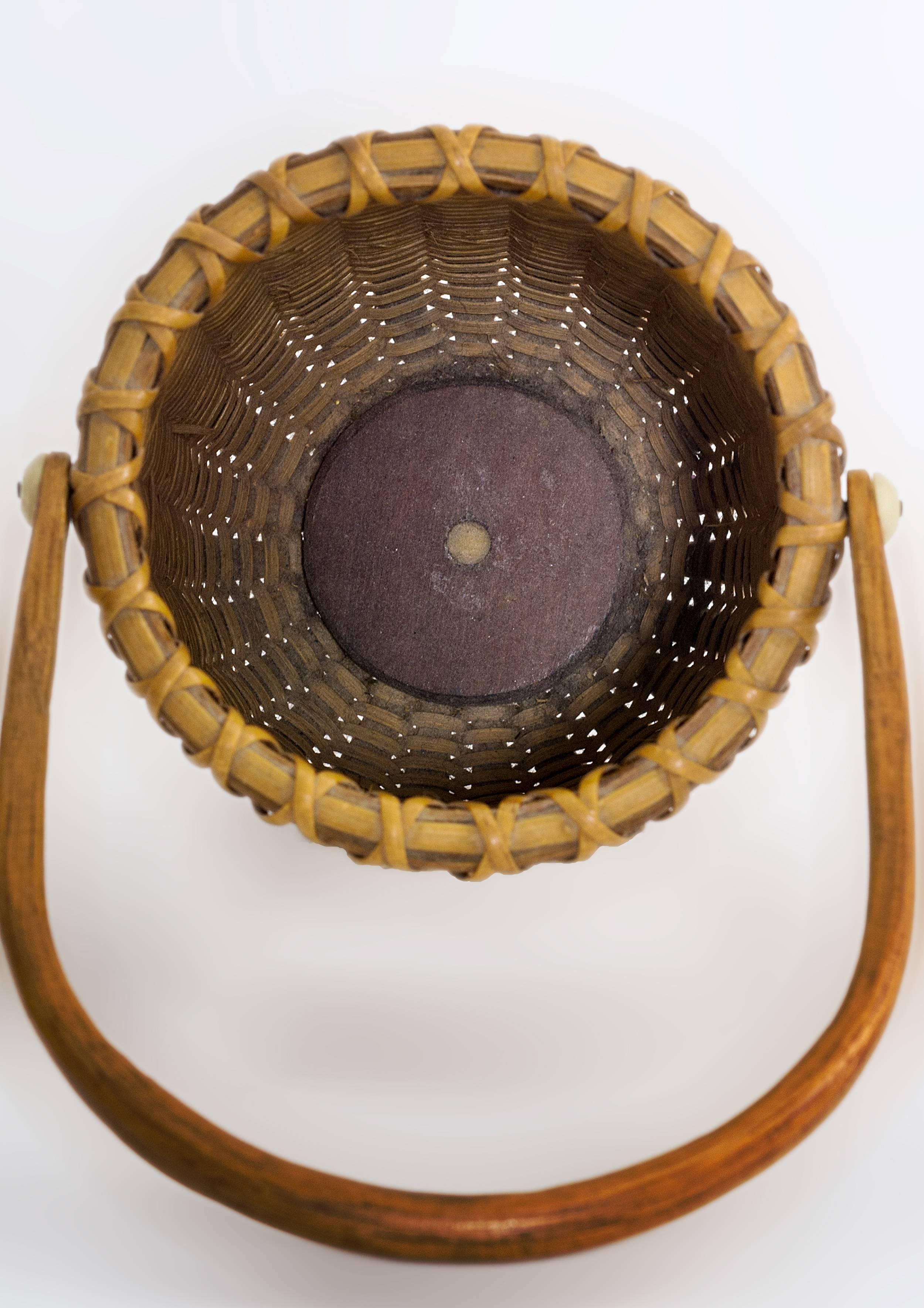 19th Century Small Open Round Nantucket Lightship Basket by Paul Willer