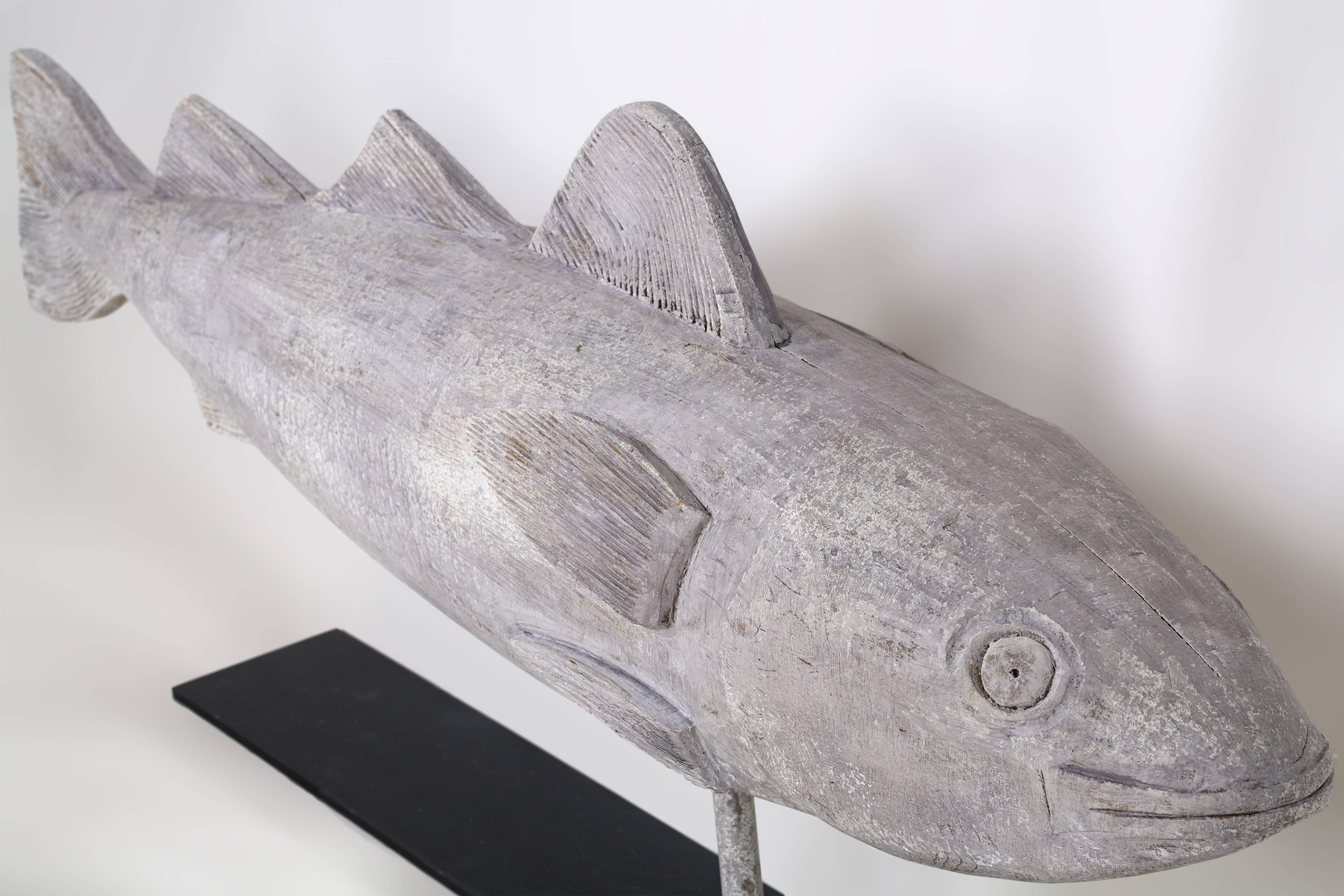 Folk Art Carved Wooden Fish Weathervane