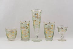 "Marine Life" 60-Piece Suite of Vintage Barware by Libbey Glassware
