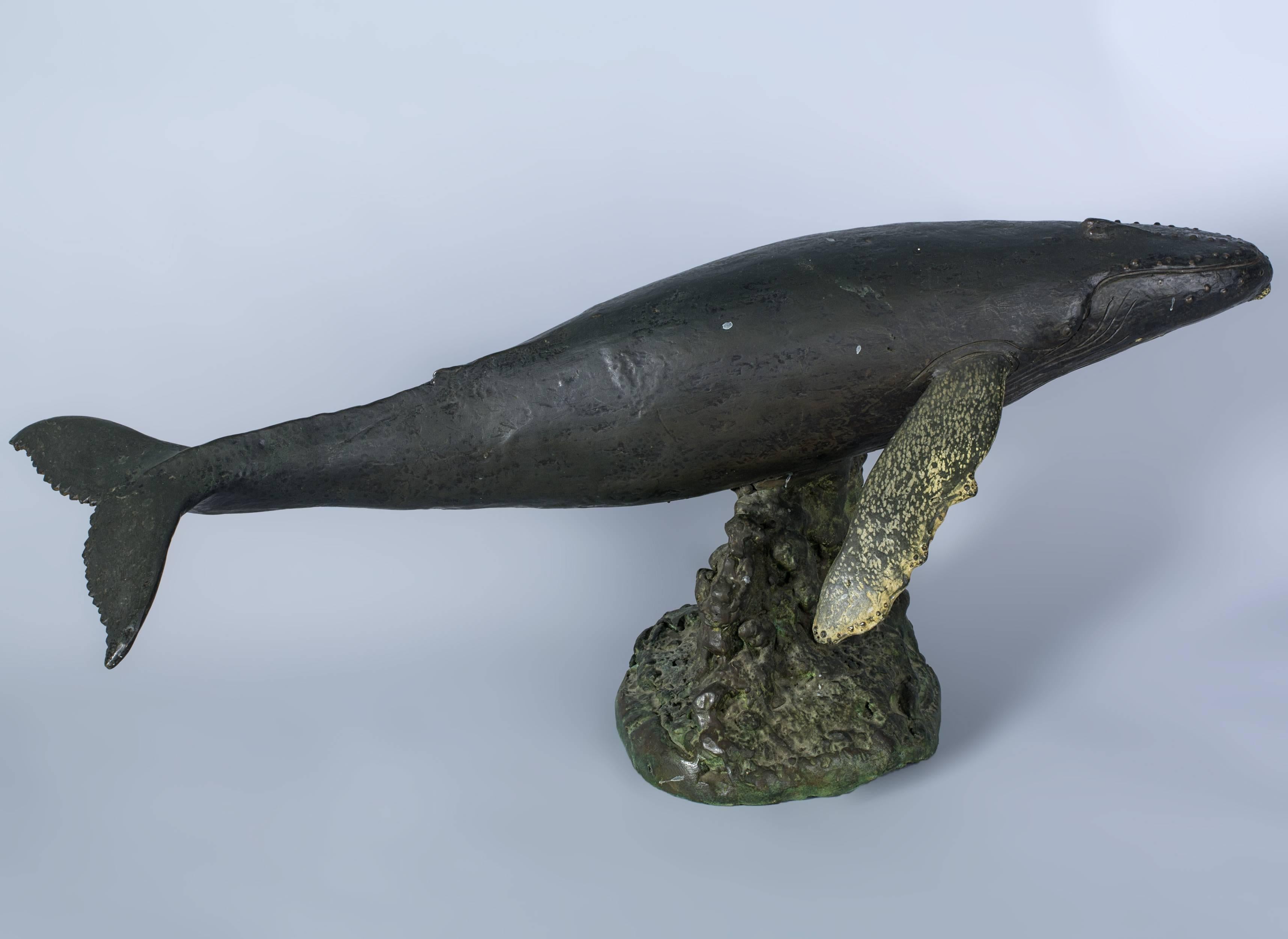 Modern Bronze Whale with Great Patina