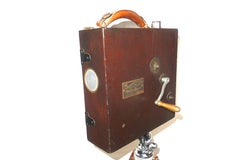 King Barker 1916 Hand Crank Movie Iconic Camera Wood and Brass with Tripod