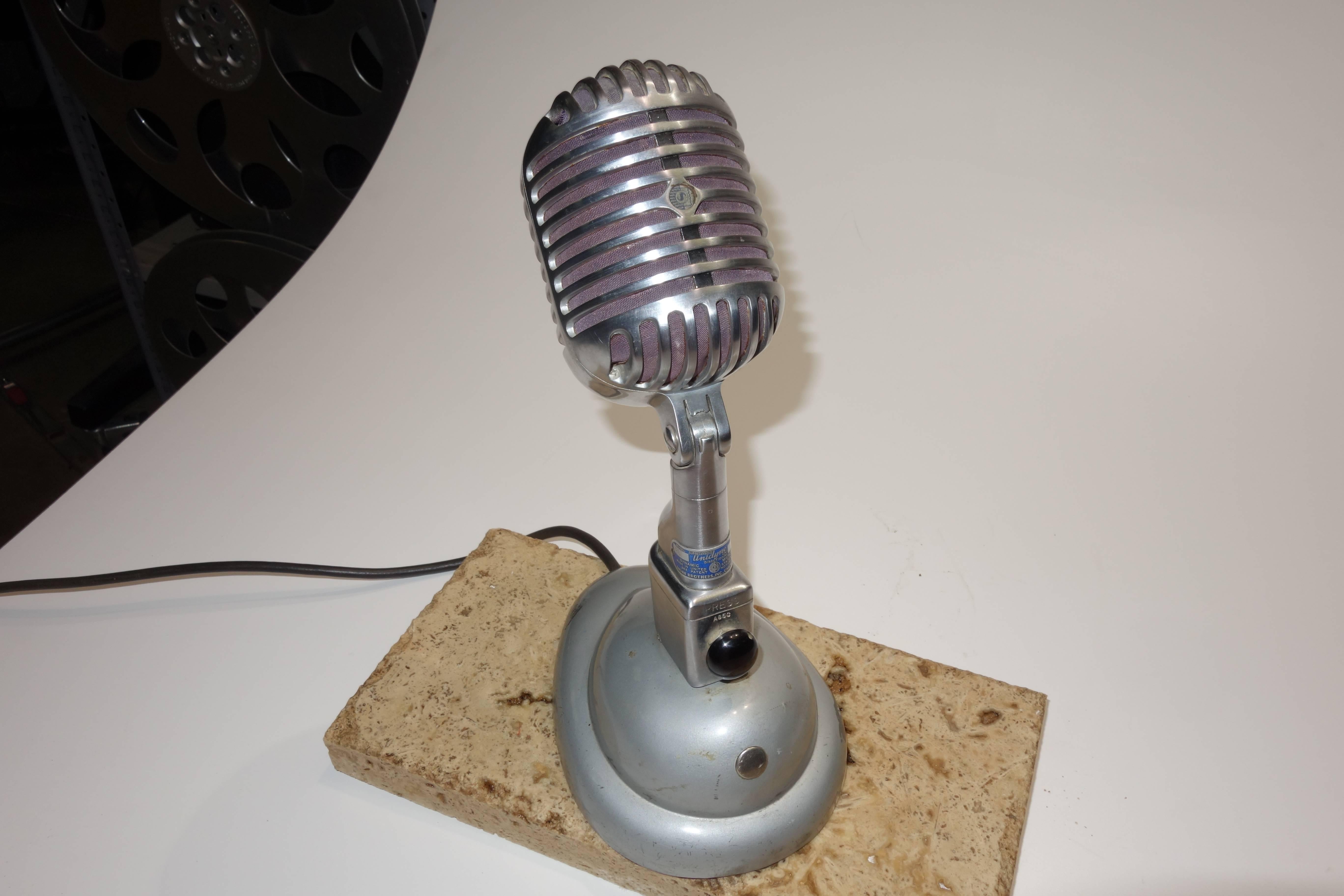 American Shure Model 55 Studio Microphone with Correct Desk Stand, as Sculpture For Sale
