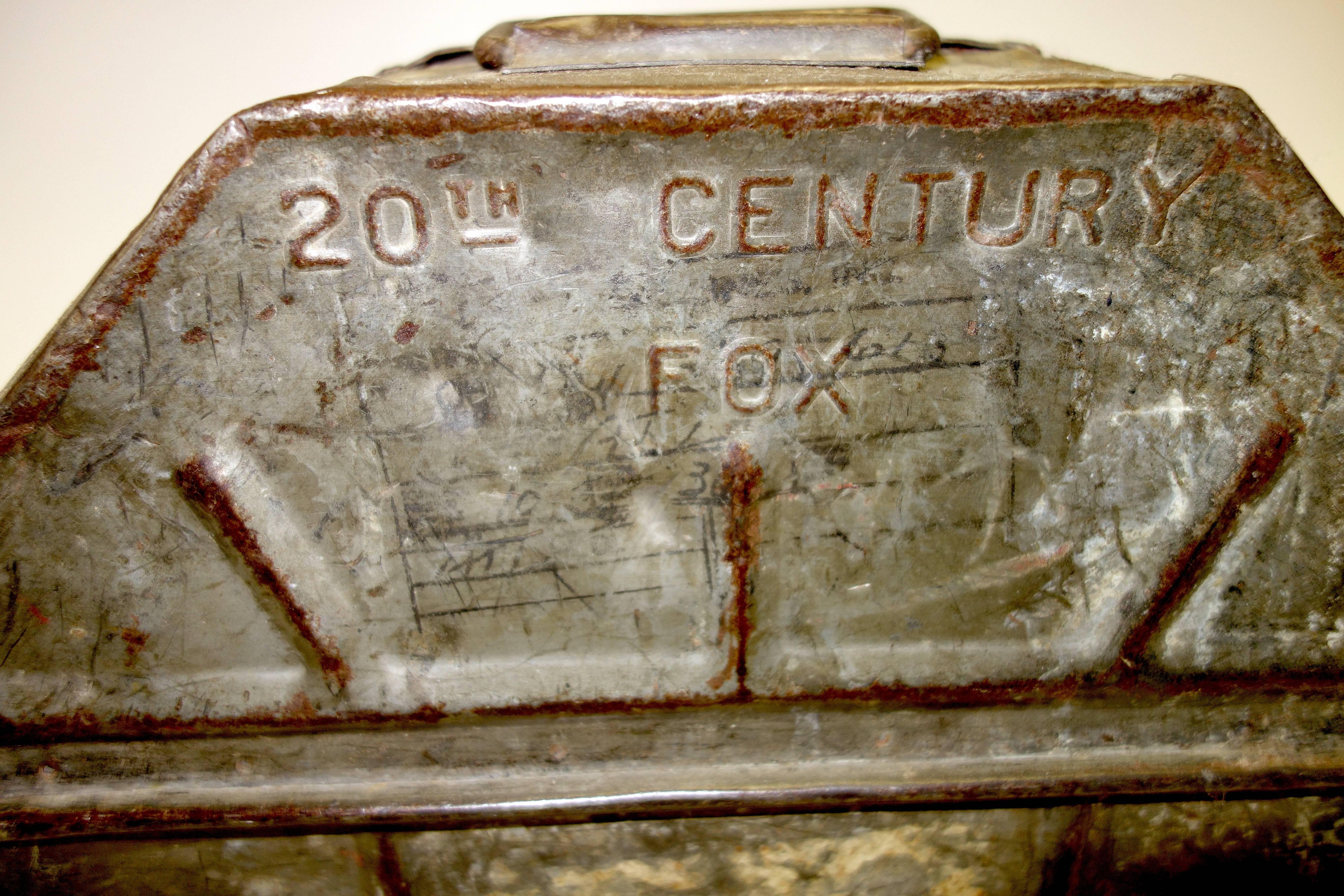 Embossed 20th Century Fox Studios Movie Shipping Container, Circa 1940, Show As Sculpture For Sale