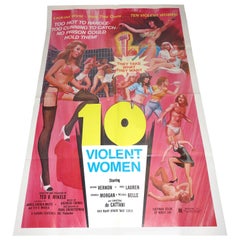 Vintage Cult 'B' Hollywood Movie Poster, "10 Violent Women", 1982, One of a Kind