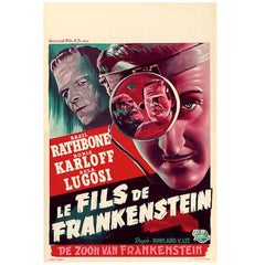 "Son of Frankenstein" Movie Poster. Astounding Color Condition. 1950s Rerelease.