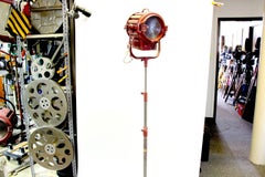 Mid-20th Century Cinema Spot Light, on Castered Stand, Re-Electrified
