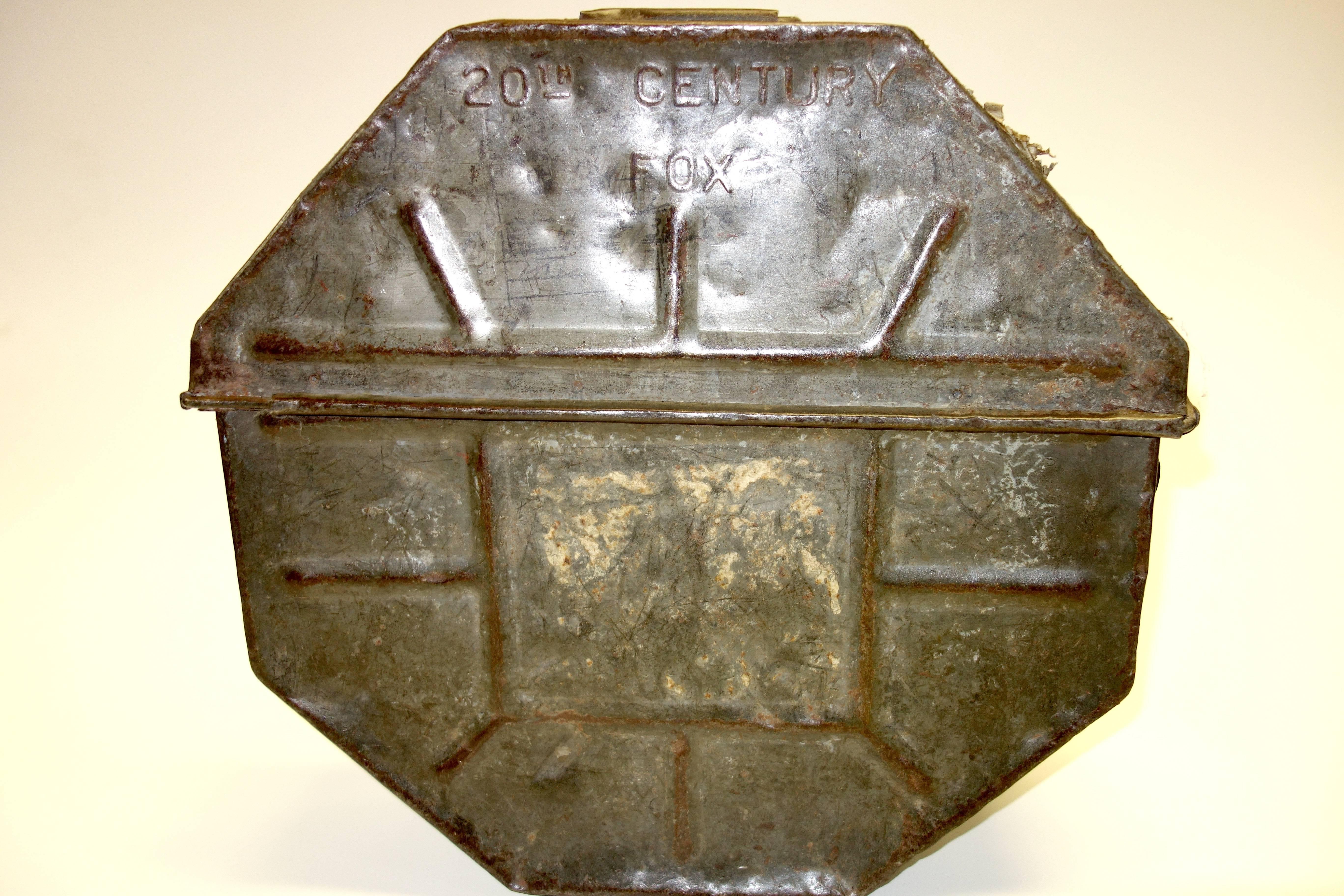 Embossed 20th Century Fox Studios Movie Shipping Container, Circa 1940, Show As Sculpture