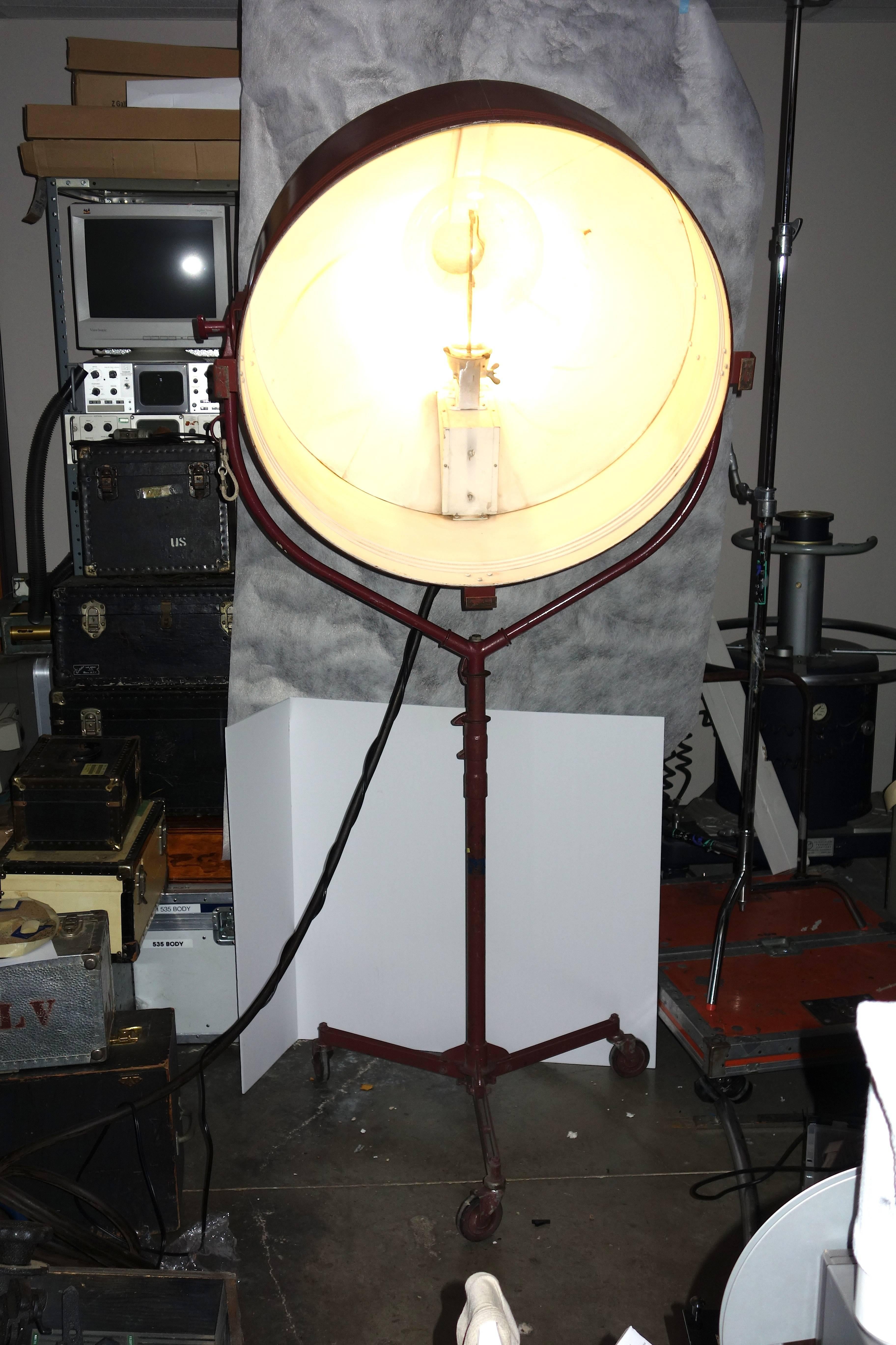 20th Century Rare Old Hollywood Huge Movie Studio Light, As Sculpture W/ Stand, Circa 1950. For Sale