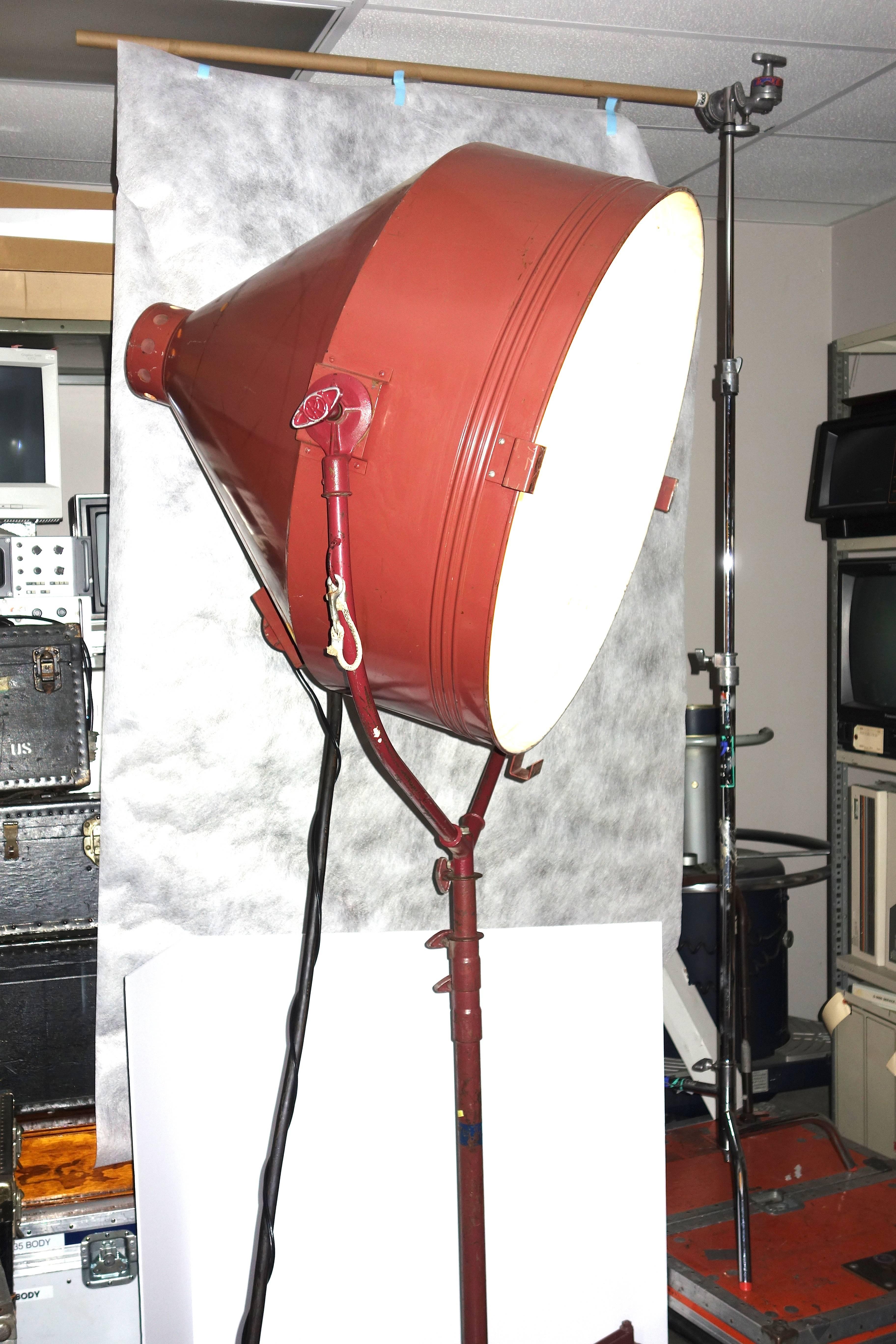Industrial Rare Old Hollywood Huge Movie Studio Light, As Sculpture W/ Stand, Circa 1950. For Sale