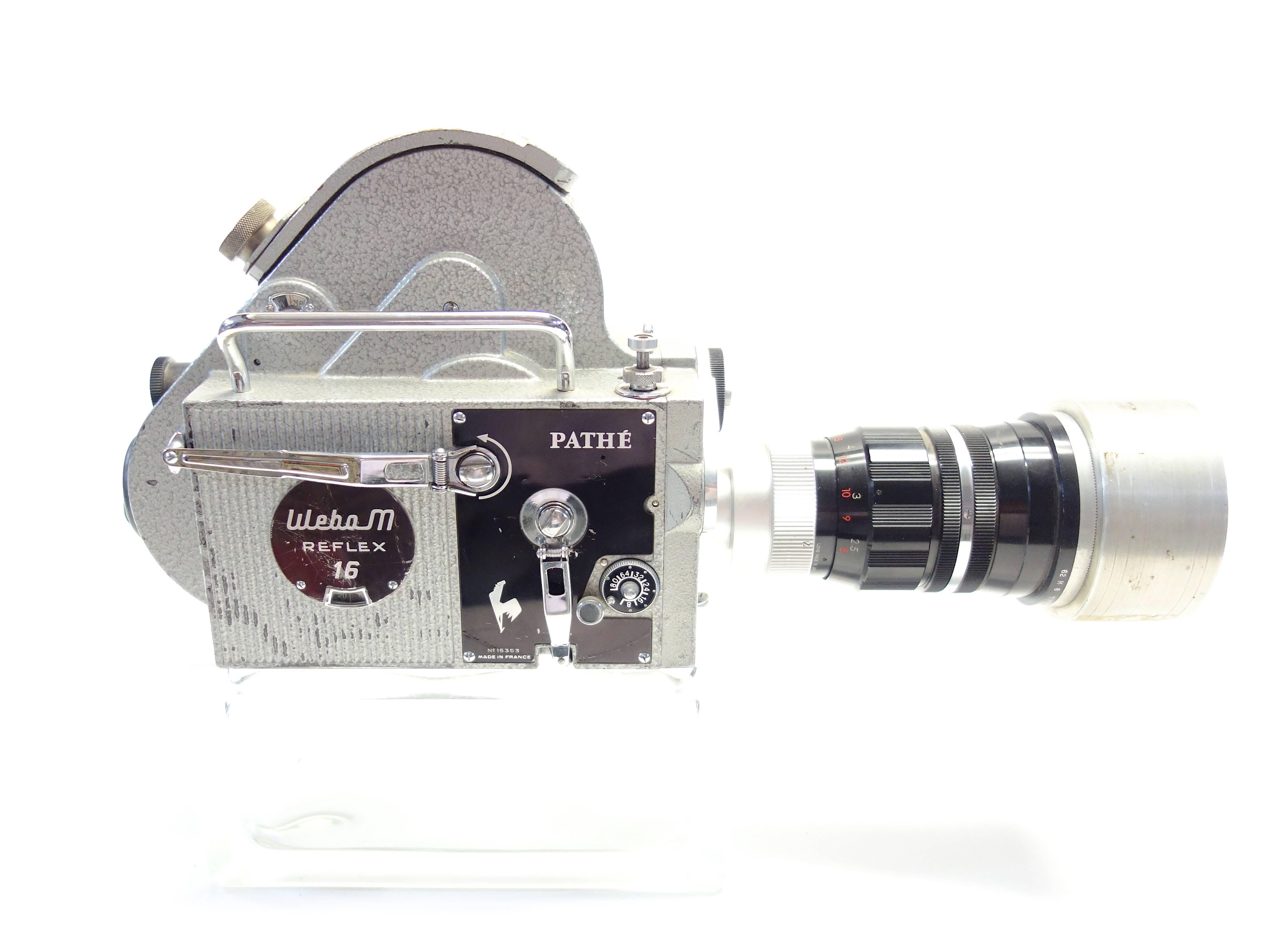 Industrial Pathe Motion Picture Camera Mounted on Glass Circa Mid-20th As Sculpture ON SALE For Sale