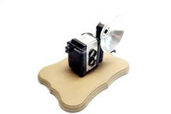 Argo Twin Lens Reflex Camera with Rare Flash, Mounted on Wood, circa 1949
