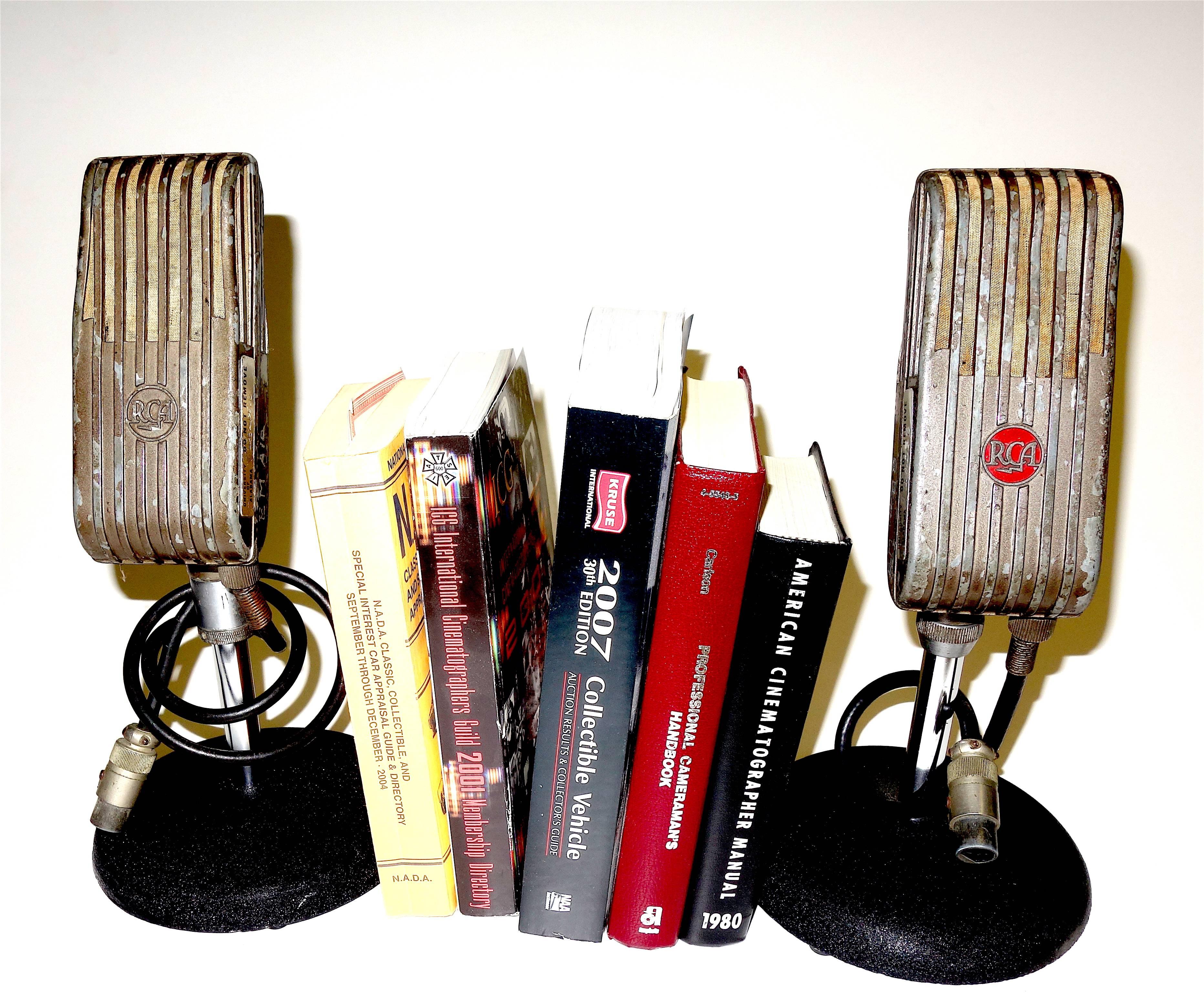 RCA Broadcast Microphones, 1945. As Bookends or Display As Sculpture. ON SALE In Distressed Condition For Sale In Dallas, TX
